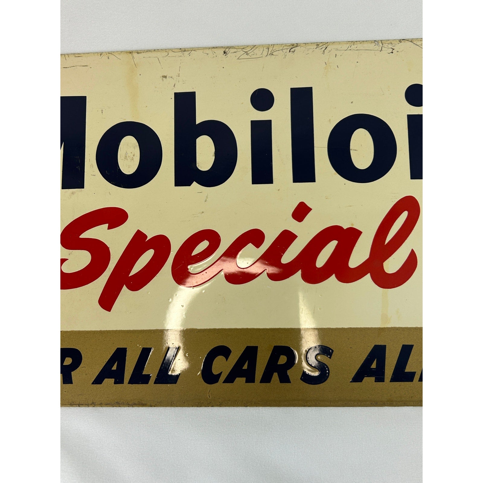 1954 Mobil Oil Special Pegasus Metal Sign TAC Authenticated A-M 5-54 18x10
