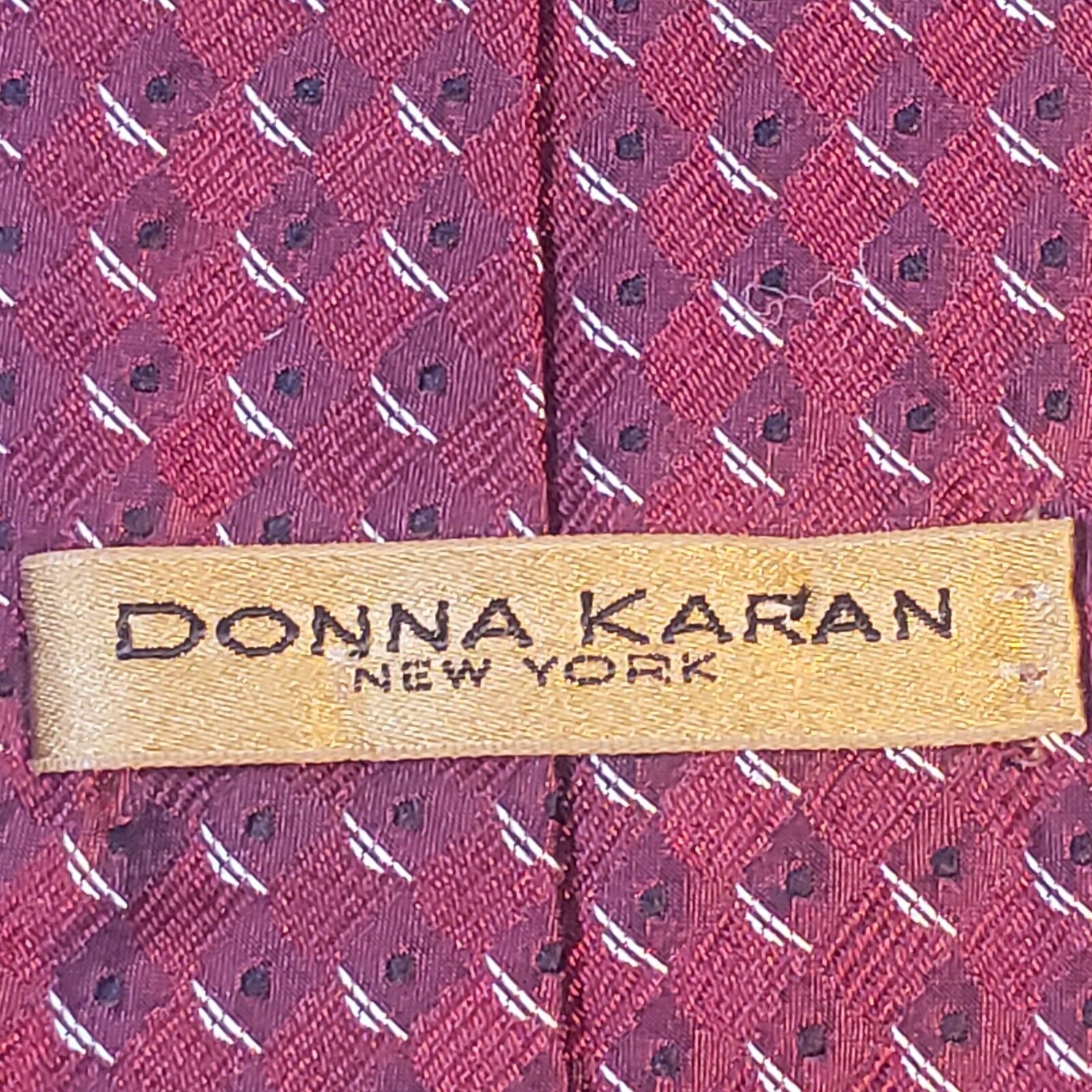 Donna Karan New York Dark Red Geometric Silk Tie