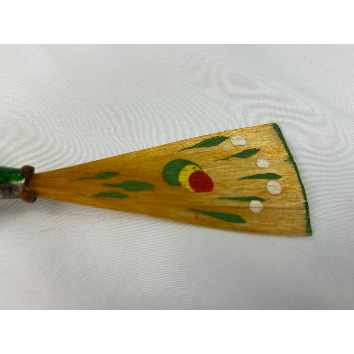 Vintage German Mercury Glass Peacock Bird Ornament Painted Wood Tail 5.5"