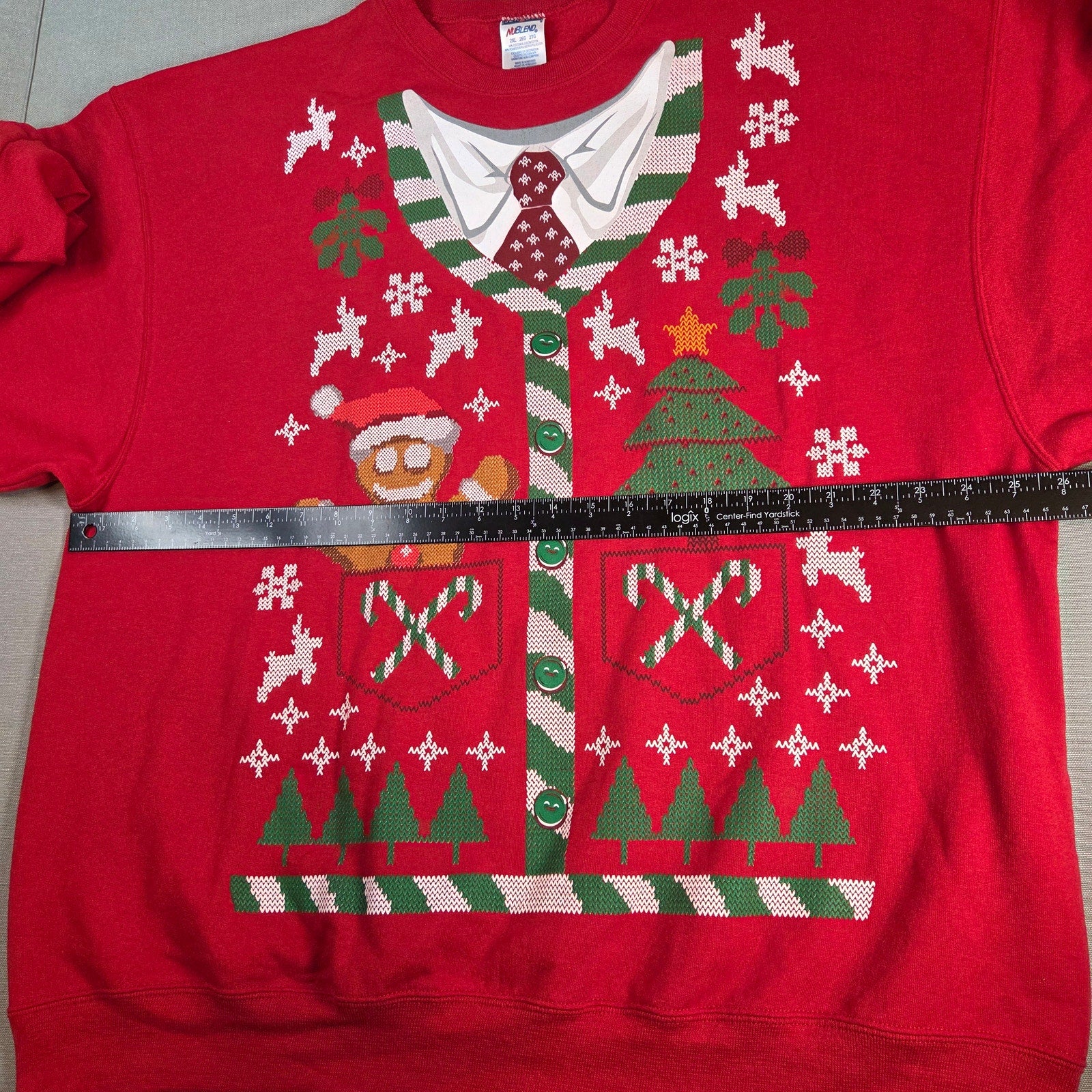 NuBlend 2XL Ugly Christmas Sweater Red Holiday Graphic Pullover Sweatshirt
