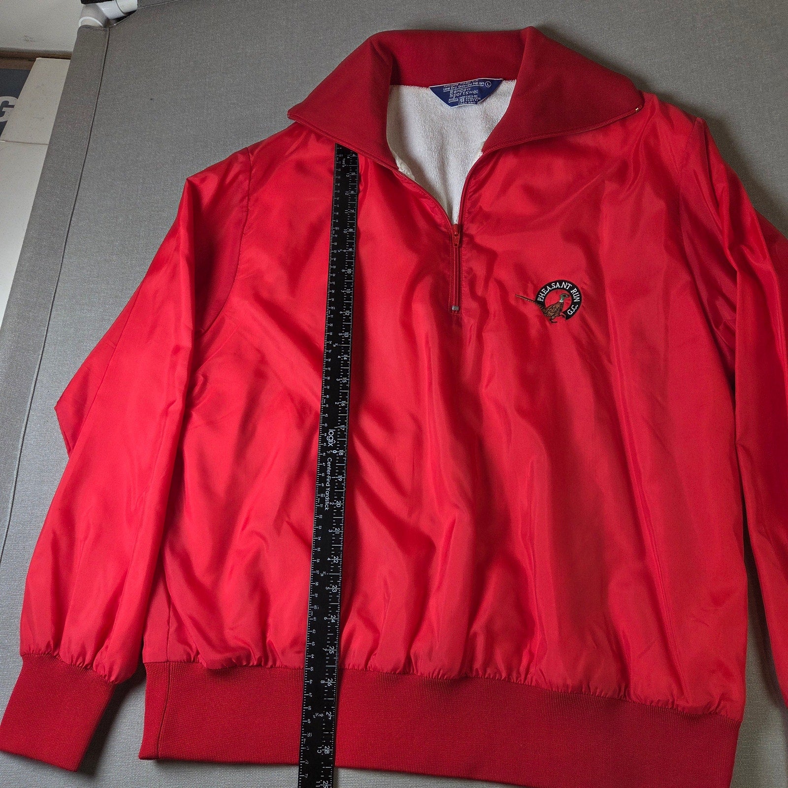 Pheasant Run G.C. 1/4 Zip Vintage Windbreaker Jacket Large Red Golf Club