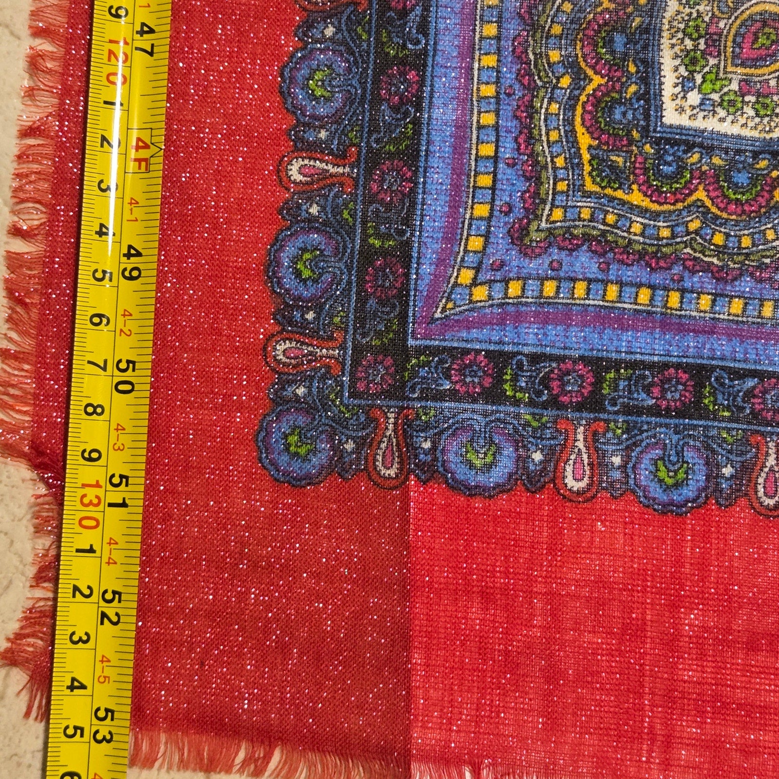 Summit Hill Italy 85% Wool Paisley Square Shawl Wrap Scarf 53x53 Oversized