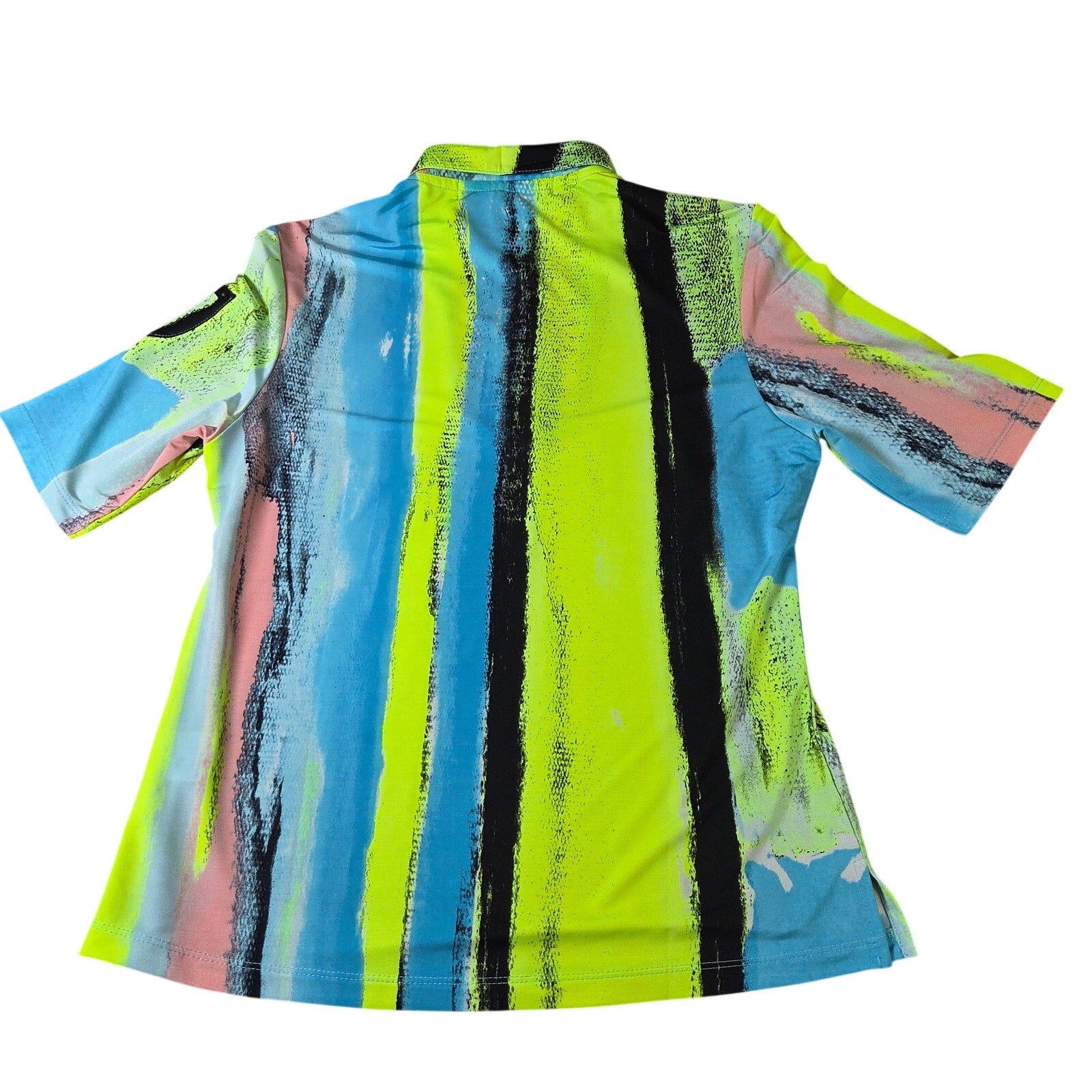 Jamie Sadock Women Small Abstract Zip Golf Polo Shirt Stretch Bright Print