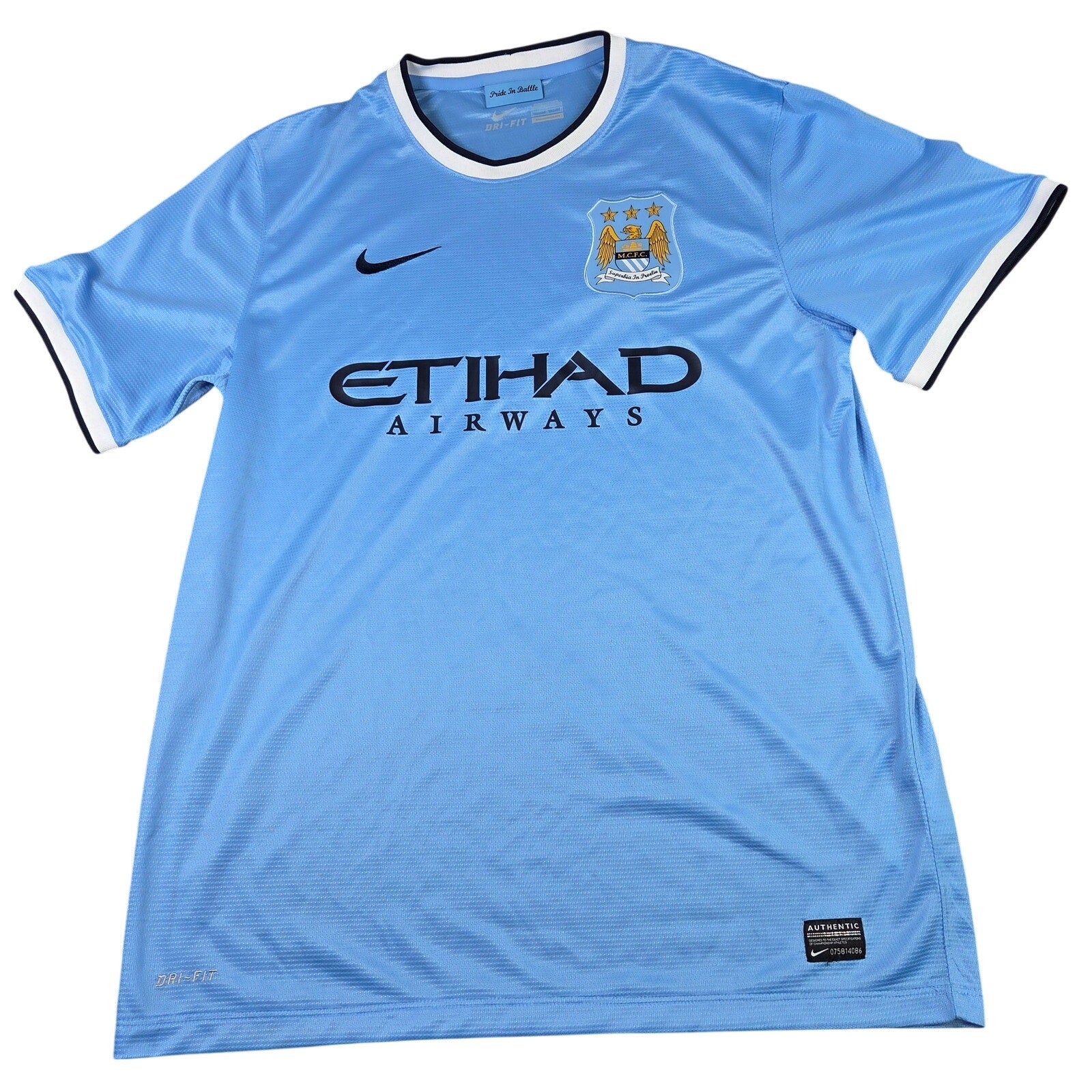 Nike Manchester City 2013-14 Home Authentic Soccer Jersey Dri-FIT FC Size L
