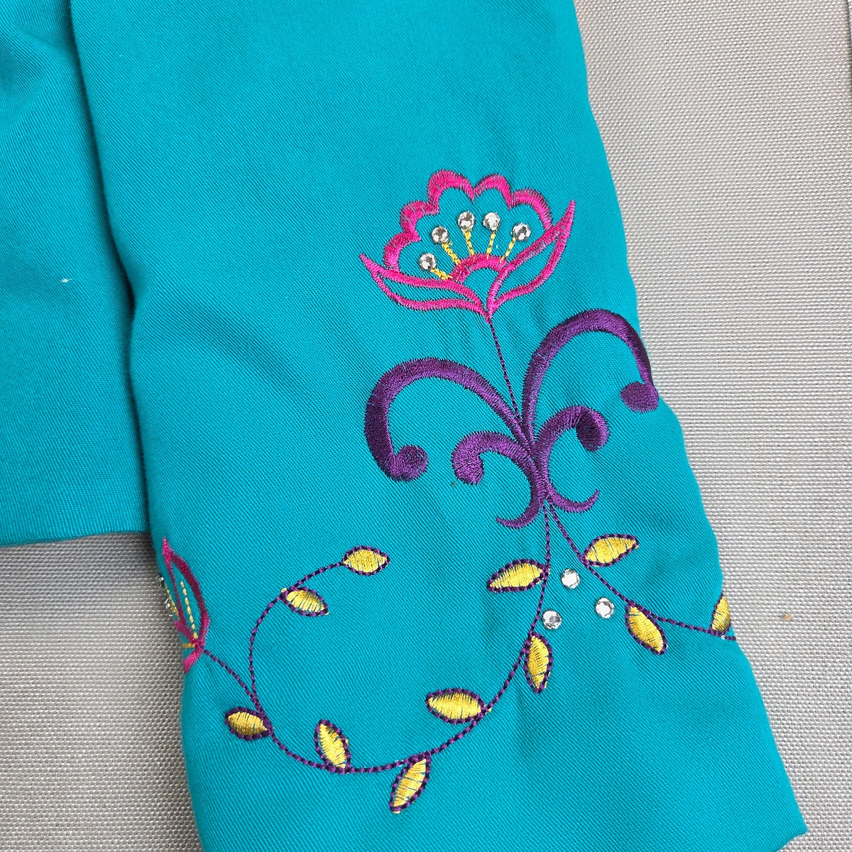 Saddle Ridge Vintage Western Embroidered Turquoise Blazer Jacket Women's L USA
