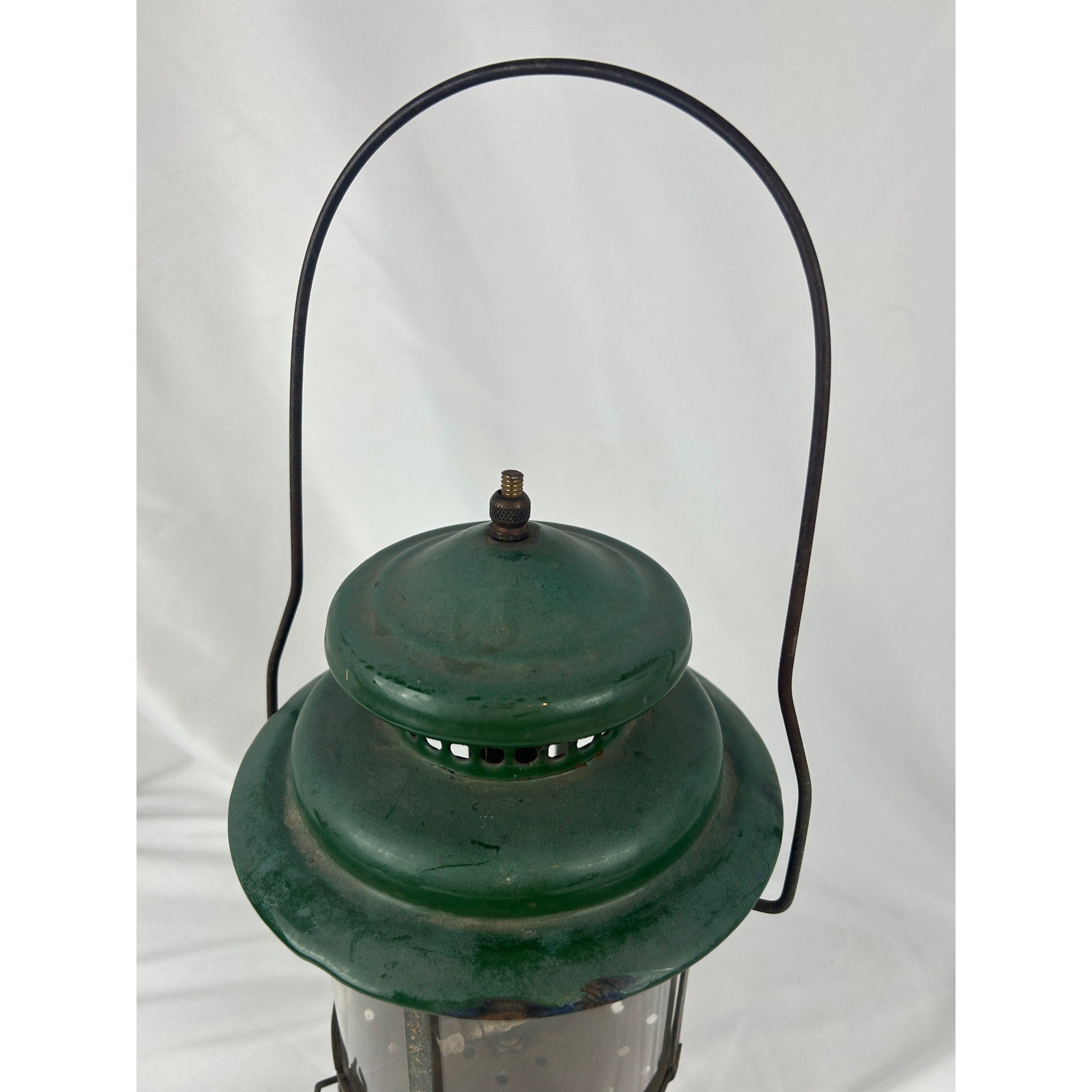 Coleman Double Mantle Lantern Green Top Pyrex Globe Made in USA Vintage