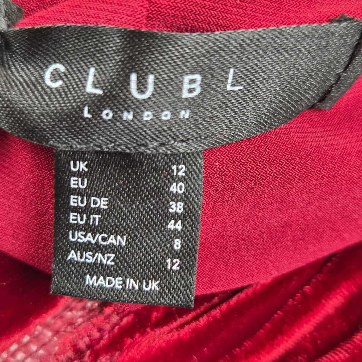 Club L London Compliment Berry Velvet Bardot Midi Dress US 8 UK 12 NWT