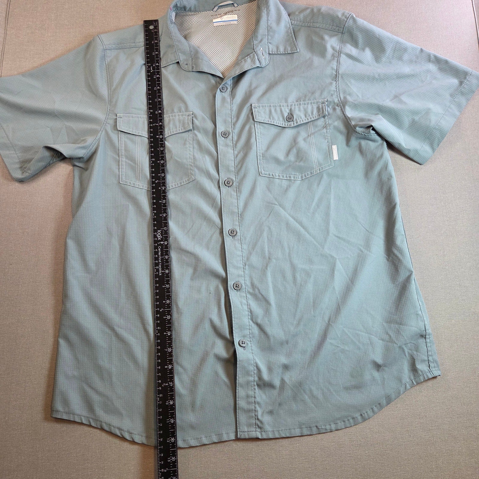 Columbia PFG Omni-Shade Vented Fishing Shirt Men’s XL Blue Short Sleeve