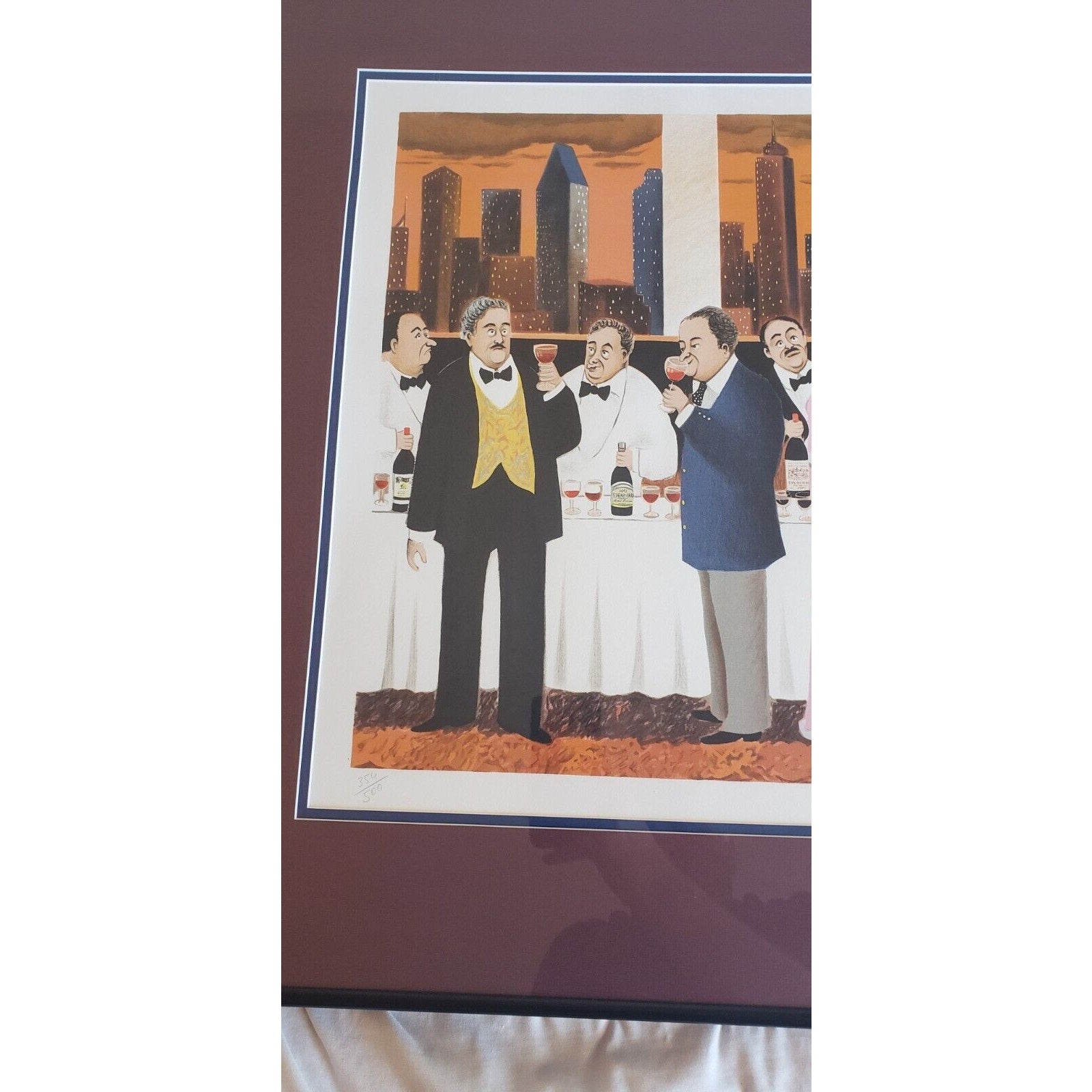 Guy Buffet Signed Wine Tasting Ltd Ed Print 354/500 Framed 26.5" x 43.5"