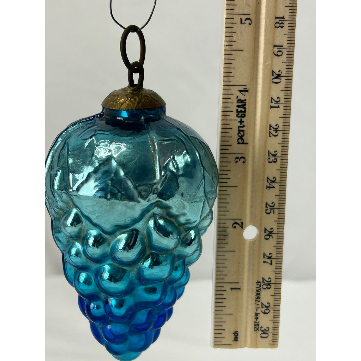 Antique German Kugel Cobalt Blue Grape Cluster Glass Christmas Ornament 4"
