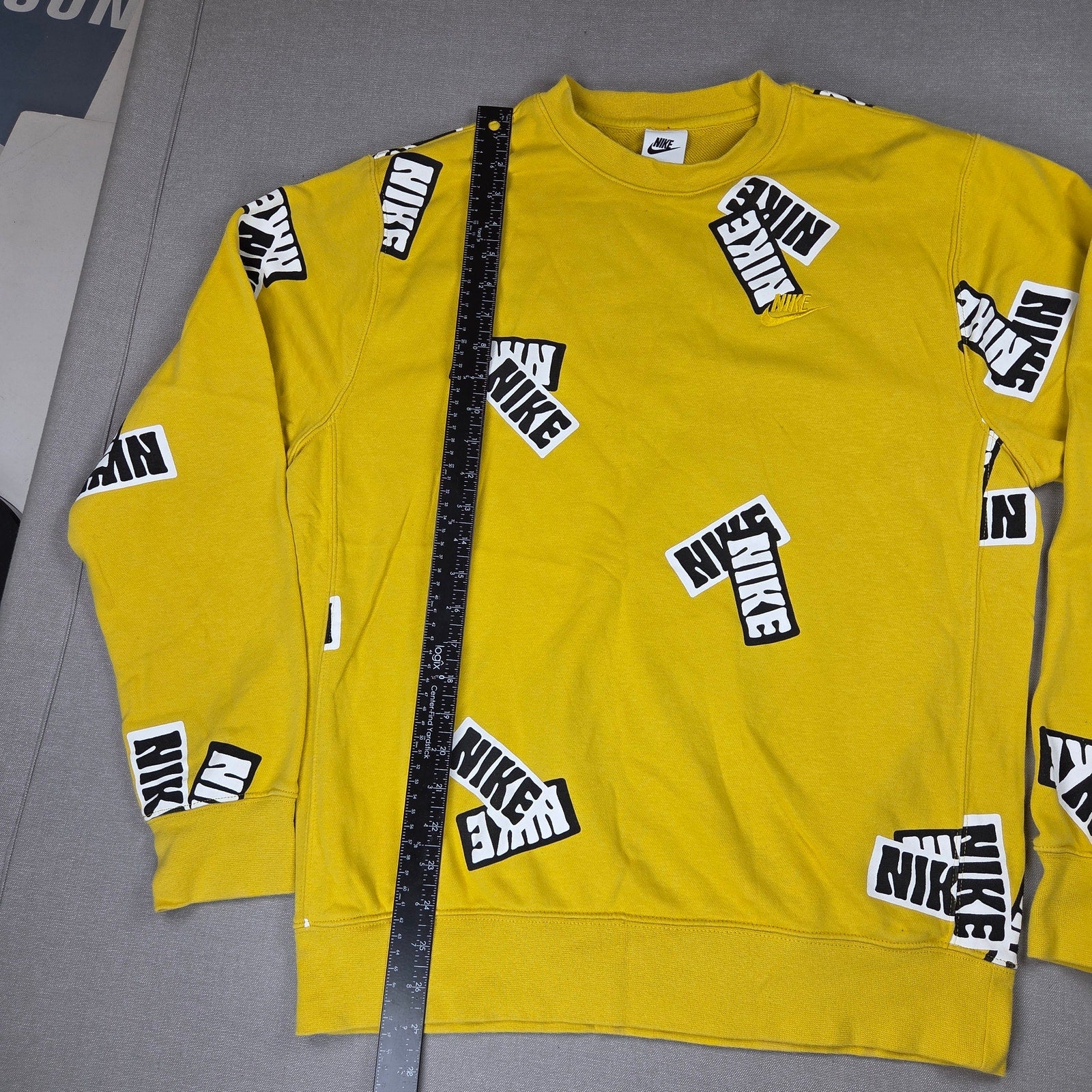 Nike Sportswear Sport Essentials+ All Over Logo Long Sleeve Shirt M Yellow