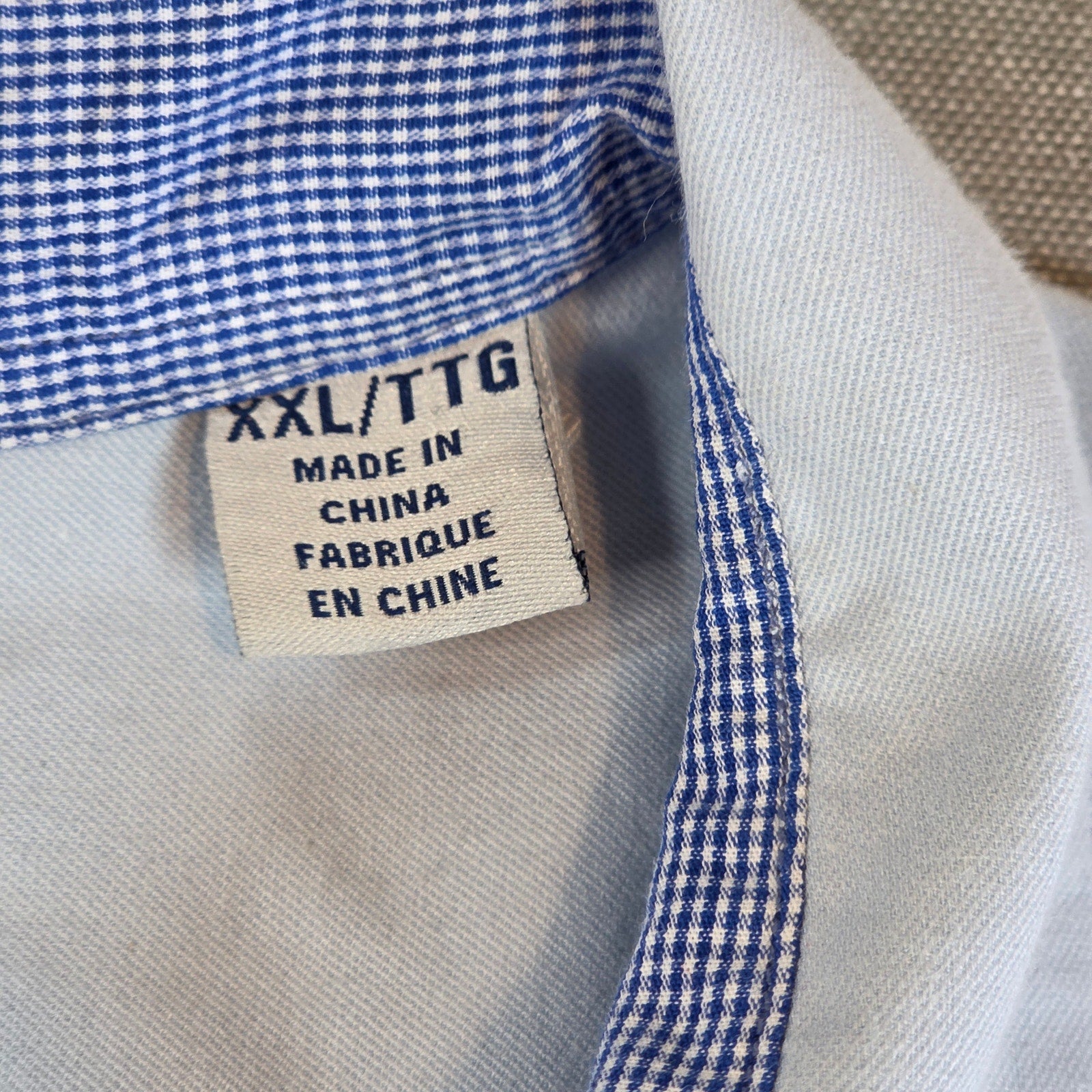 Tommy Bahama XXL Cotton Silk Blend Button Up Shirt Blue Gingham Cuff Detail
