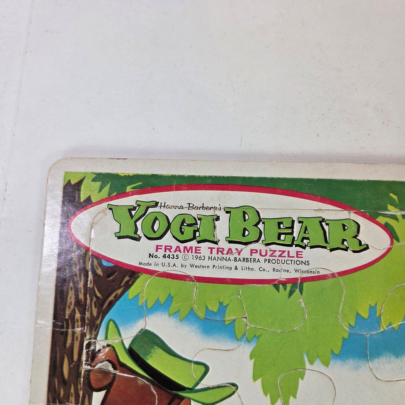 Vintage 1963 Whitman Yogi Bear & Boo Boo Fishing Tray Puzzle #4435 Hanna-Barbera