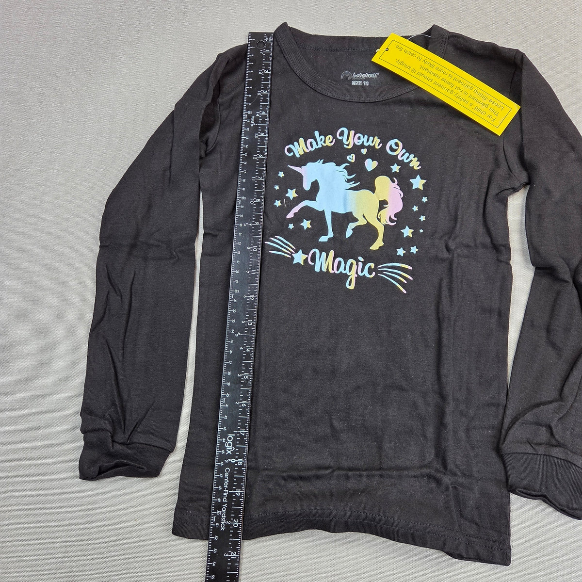 Bebebear Girls Size 10 Unicorn Pajama Set Make Your Own Magic Black 2 Piece