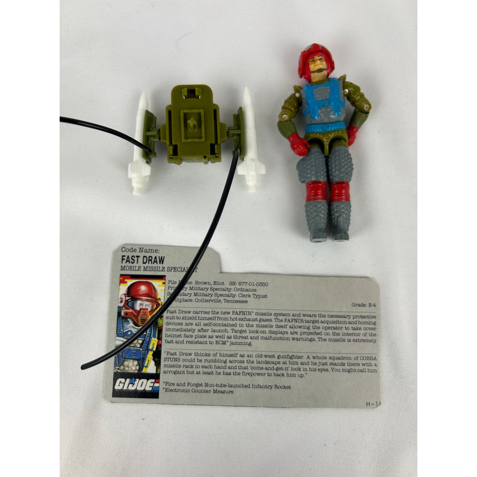 GI Joe Fast Draw Mobile Missile Specialist Figure Backpack Missiles Card 1987