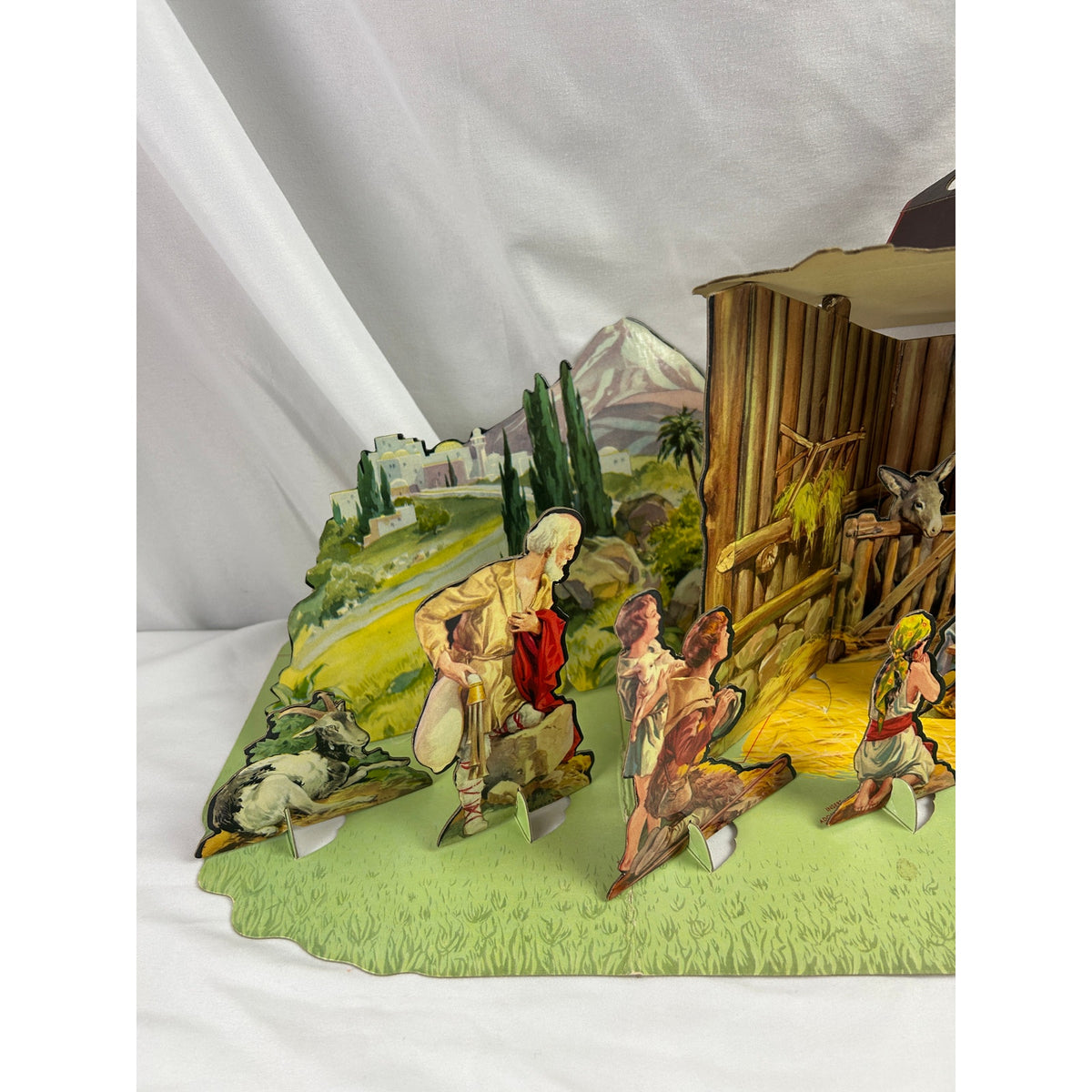 Vintage 1950s Christmas Manger Set No 743 Cardboard Nativity Complete Box