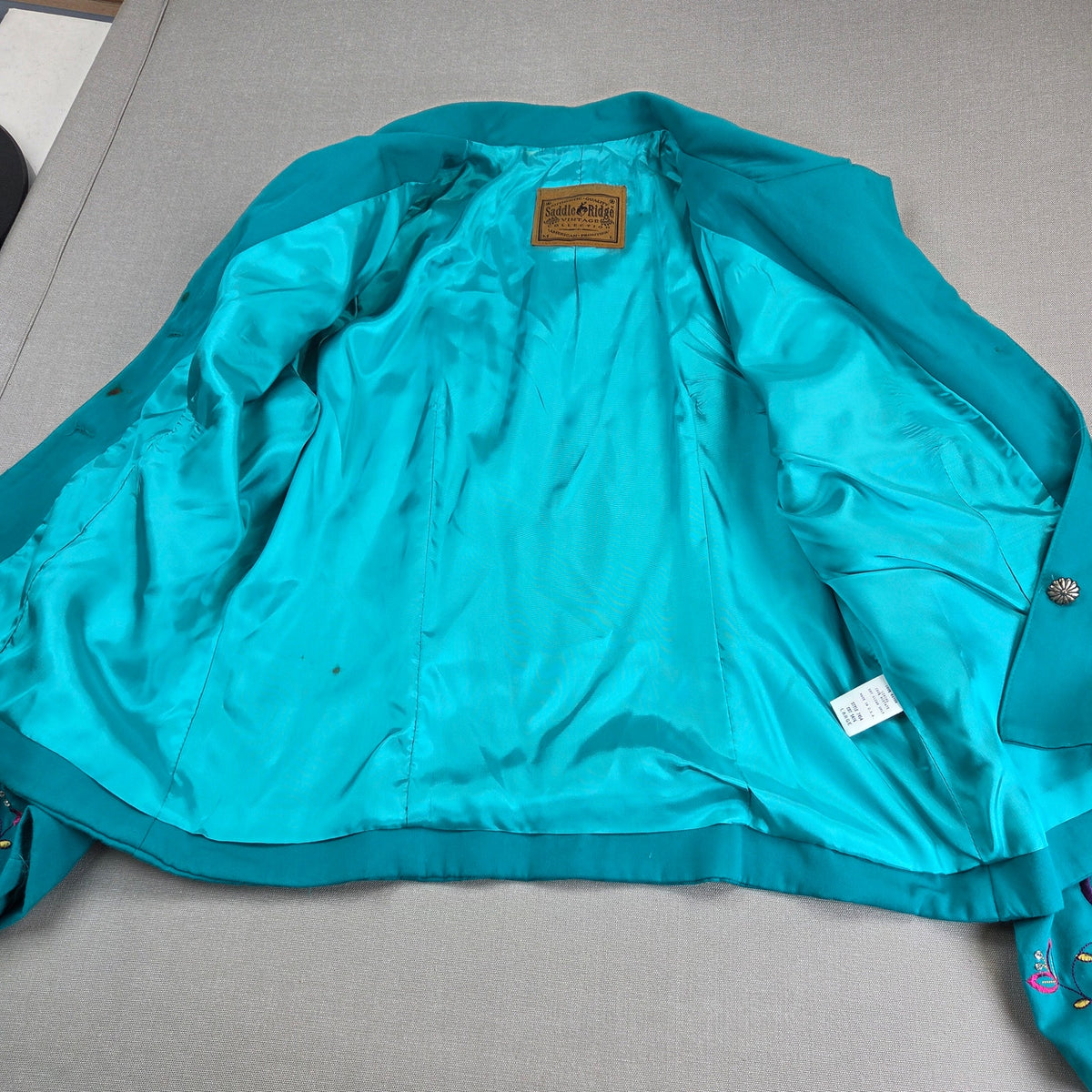 Saddle Ridge Vintage Western Embroidered Turquoise Blazer Jacket Women's L USA