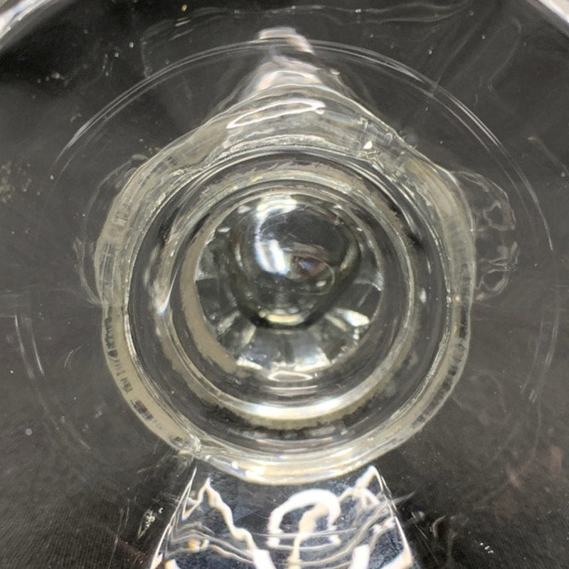 Clear Pressed Glass Taper Candle Holder Hexagon Base Fluted Column Single