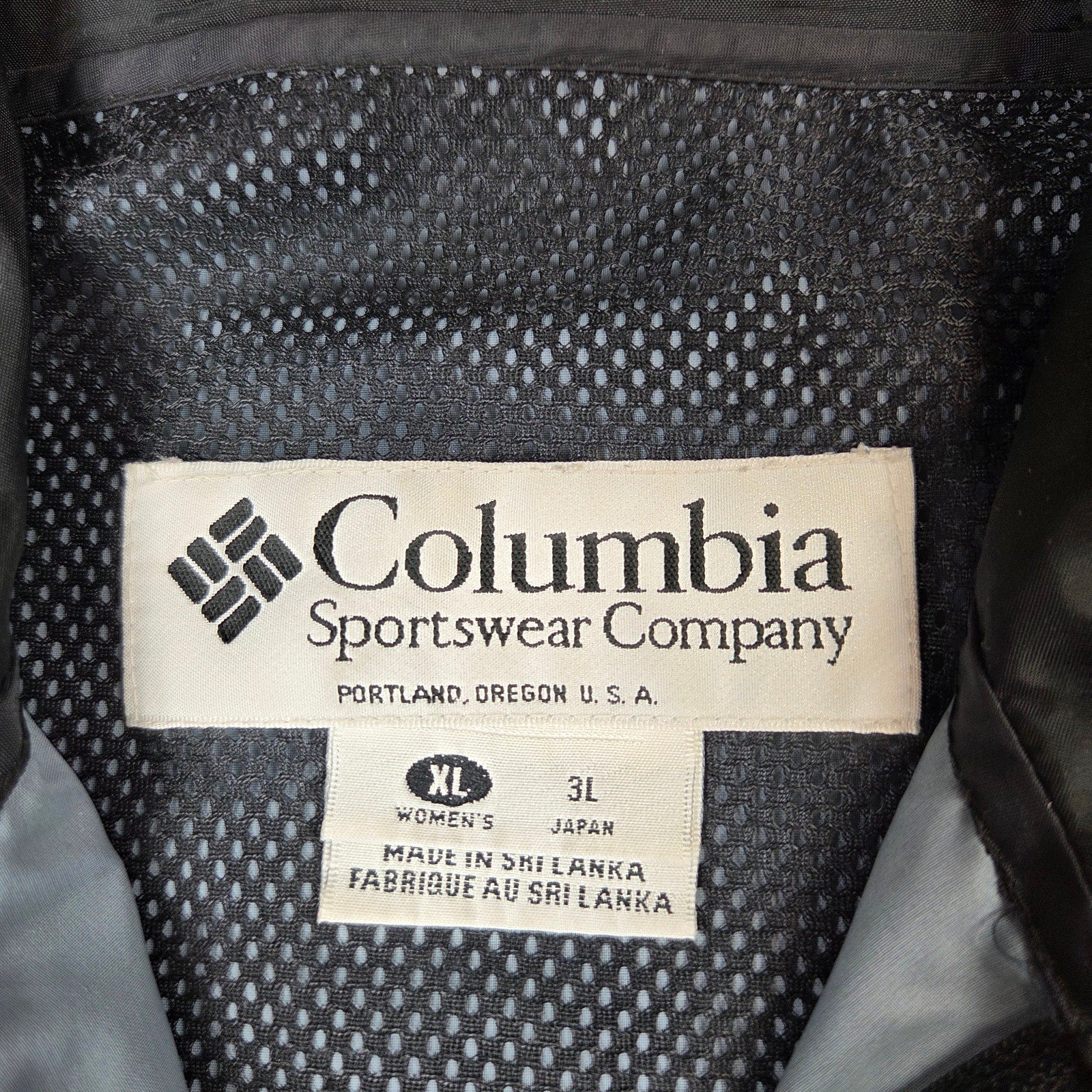 Vintage 1998 Columbia Packable Hooded Rain Jacket Women's XL Black Full Zip