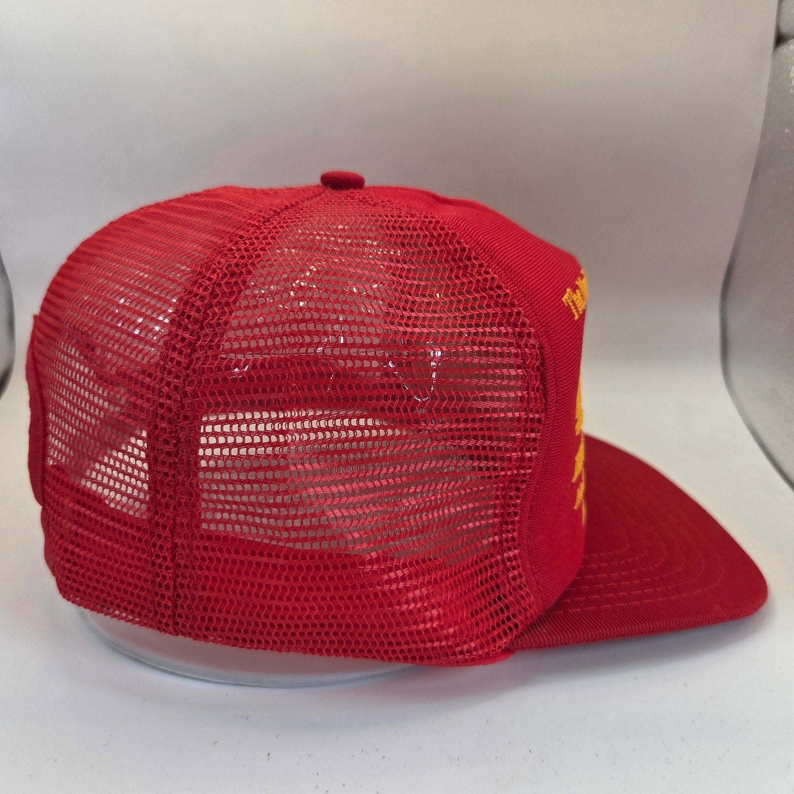 Vintage Fireman Novelty Mesh Trucker Snapback Hat Made USA Foam Cap Red