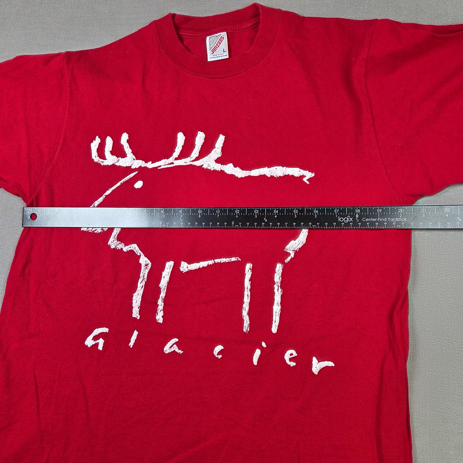 Vintage Jerzees Glacier Moose Graphic T Shirt USA Made Red Mens L 90s