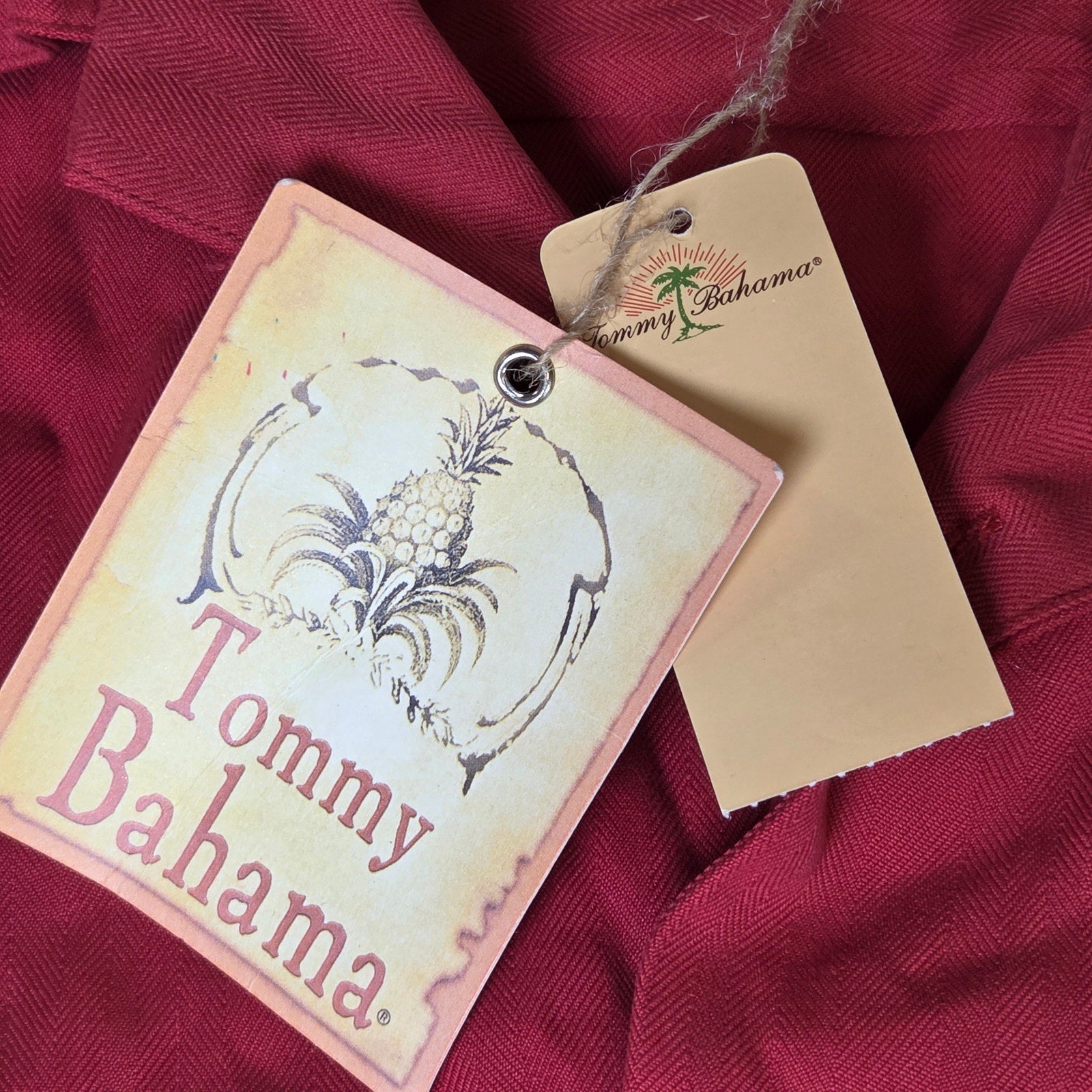 Tommy Bahama Poker Pirate Silk Shirt Red Short Sleeve Button Up Size L