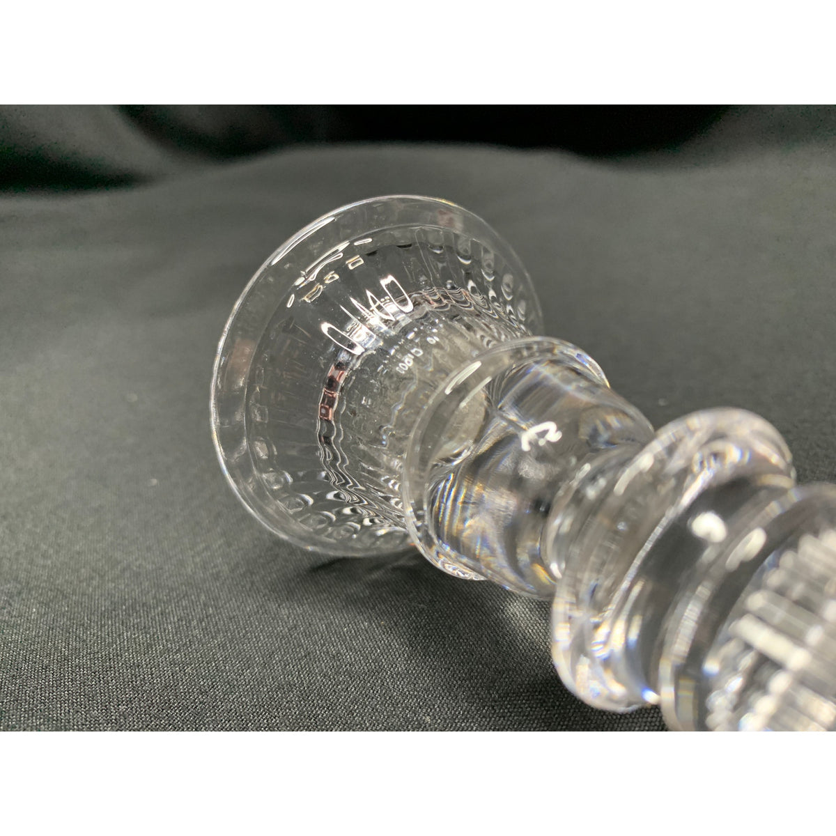 Clear Glass Taper Candle Holder Fluted Column Fan Ribbed Base Single