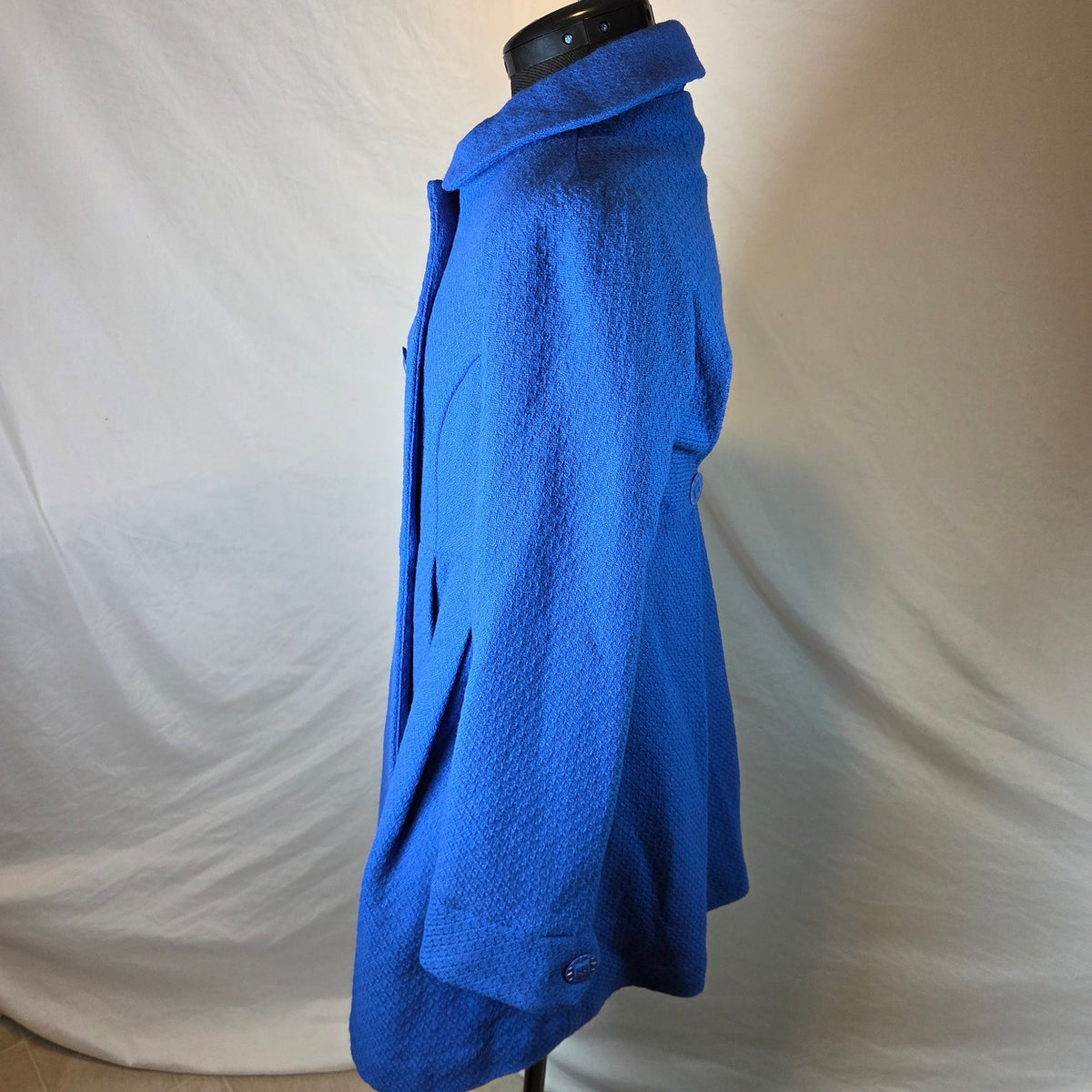 LUX Women's Wool Blend Double Breasted Swing Coat Blue Size M Peacoat Jacket
