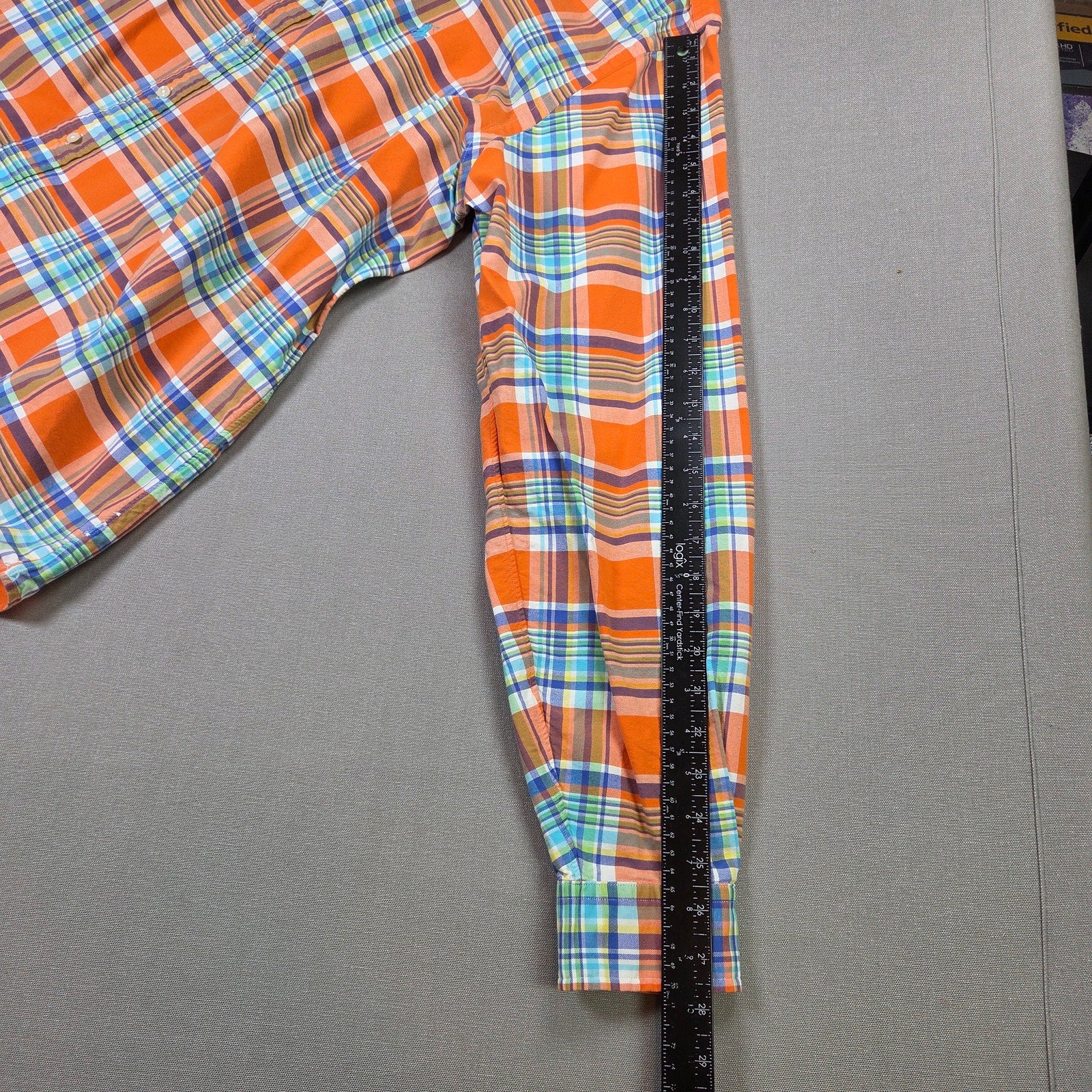 Ralph Lauren Plaid Button Down Shirt Men 2XLT Orange Cotton Long Sleeve