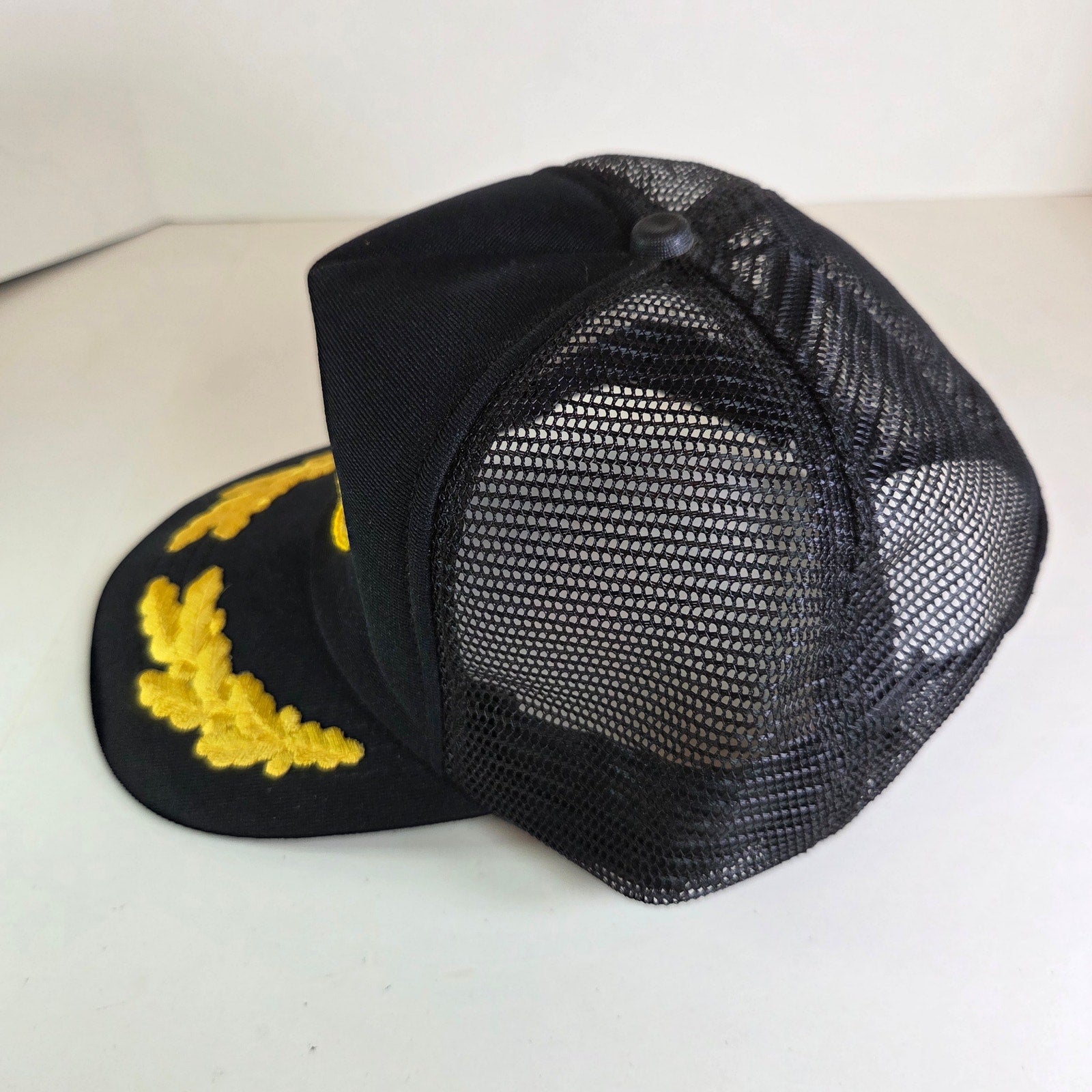 Vintage NRA Eagle Logo Trucker Hat Gold Oak Leaf Snapback Cap Rare 80s