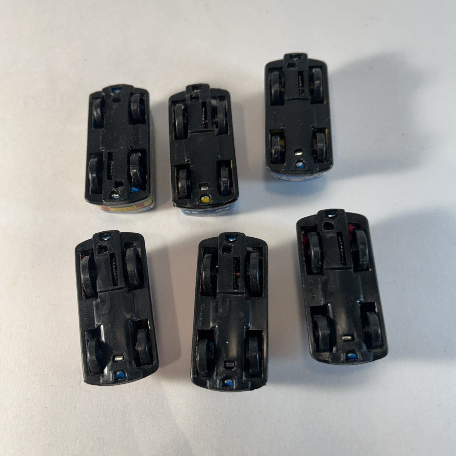 Vintage Tin Litho Friction Super Mini Toy Car Set w/ Display Taiwan 12pc