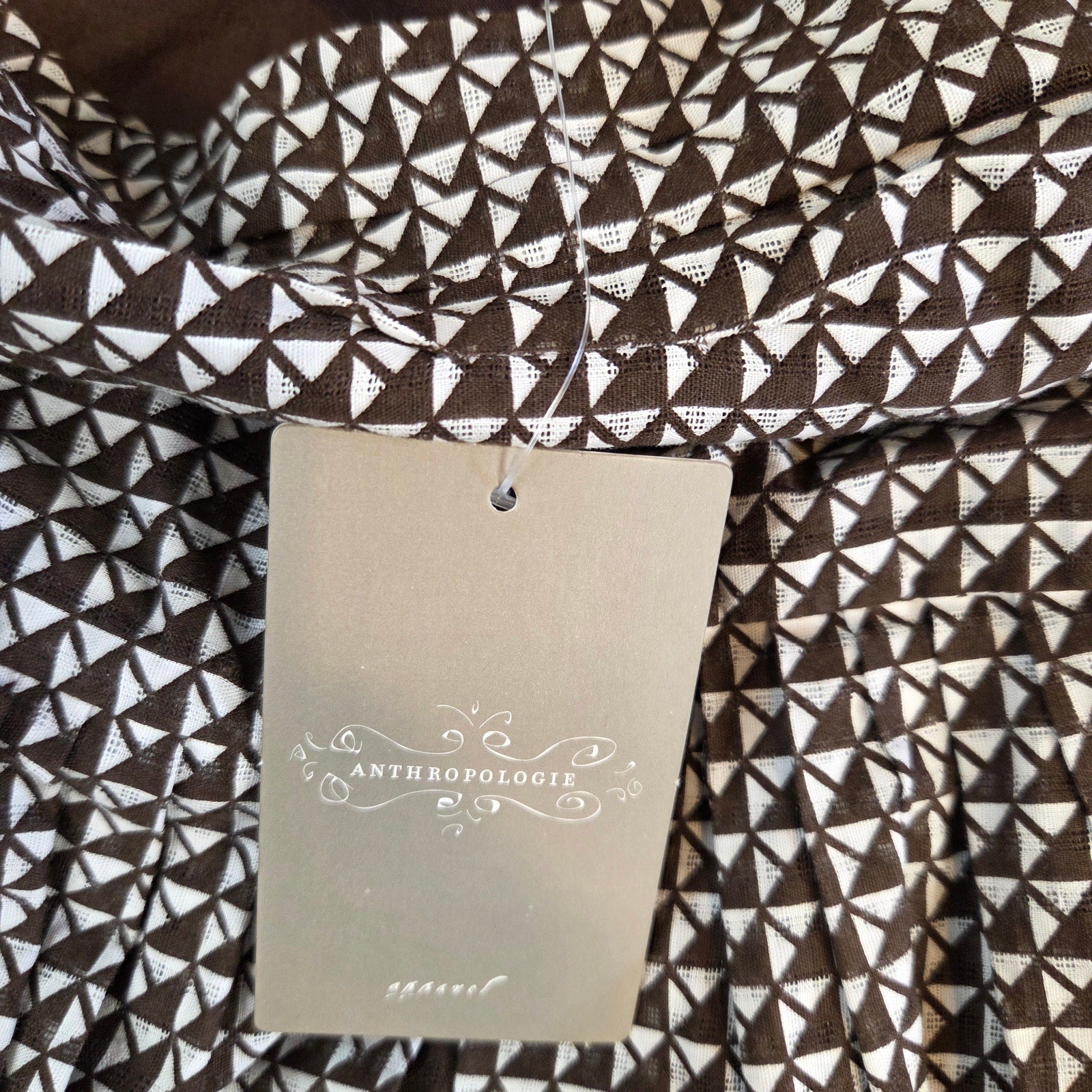 Anthropologie Edme & Esyllte Brown Geometric Cotton Dress Size 4 NWT