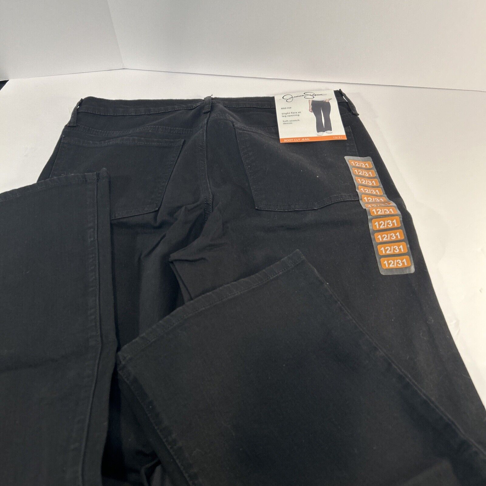 Jessica Simpson Boot Cut Jeans Womens 12/31 Mid Rise Black Stretch Denim NWT