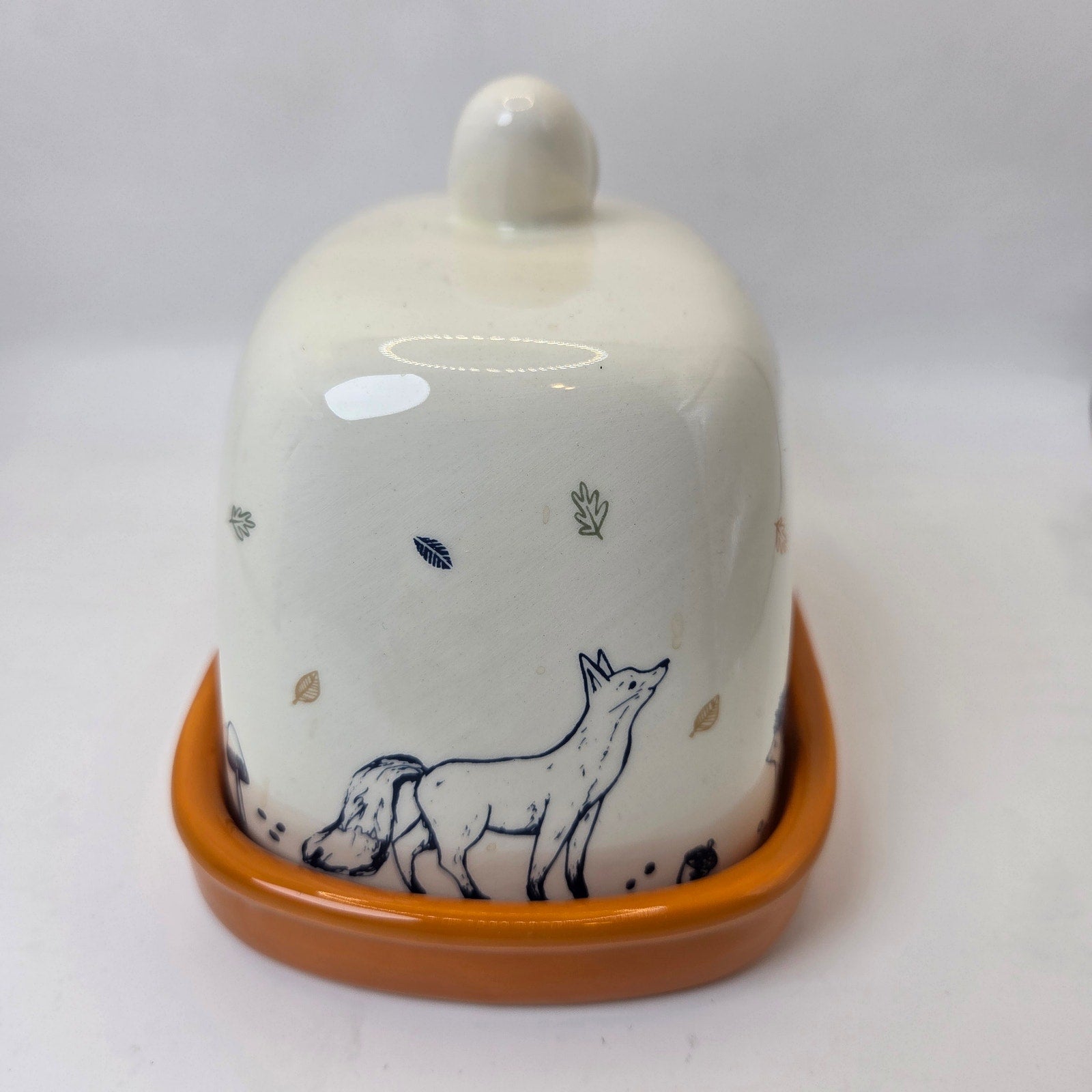 Price & Kensington Woodland Butter Dish Fox Hedgehog Snail Ceramic Cover