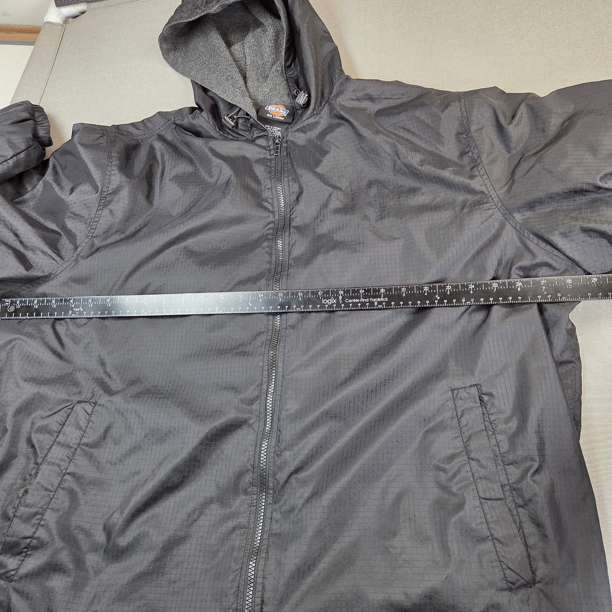 Dickies Fleece Lined Hooded Nylon Jacket Black Full Zip Ripstop Men's 2XL