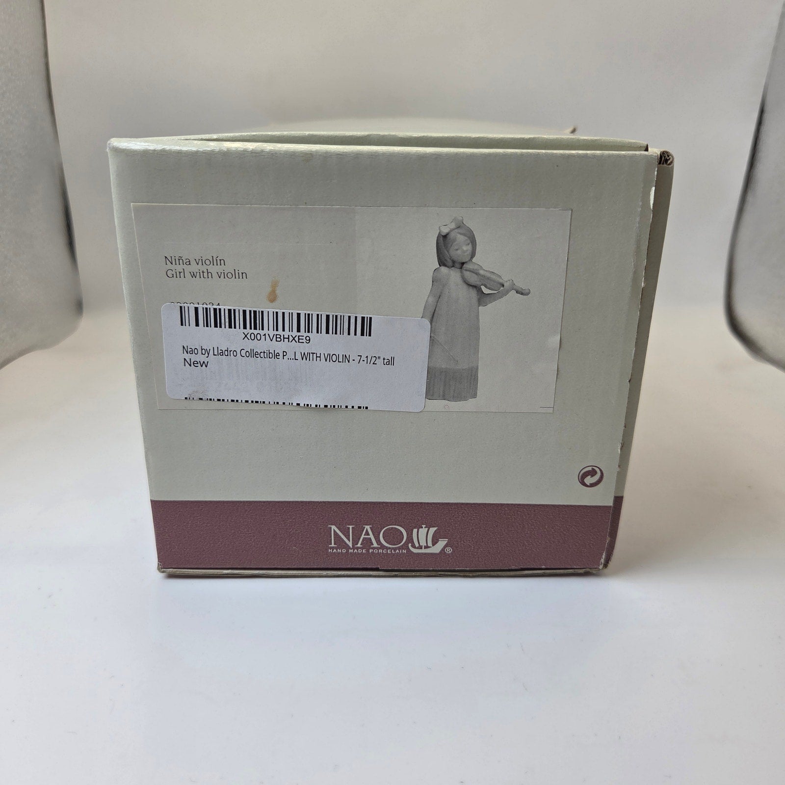 NAO by Lladro Girl With Violin #1034 Porcelain Figurine Spain Boxed 7.5"