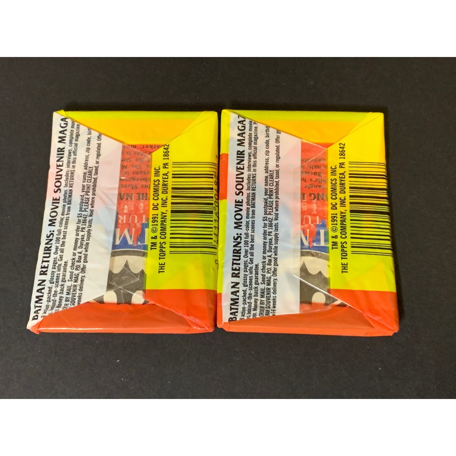 1992 Topps Batman Returns Trading Cards Lot 2 Sealed Wax Packs