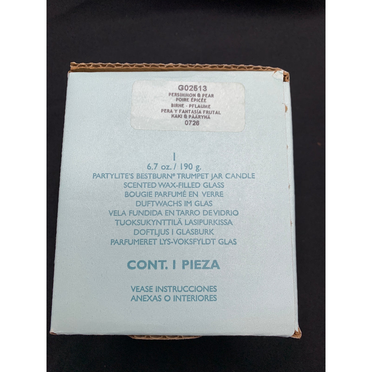 PartyLite Persimmon & Pear BestBurn Trumpet Jar Candle G02513 6.7 oz