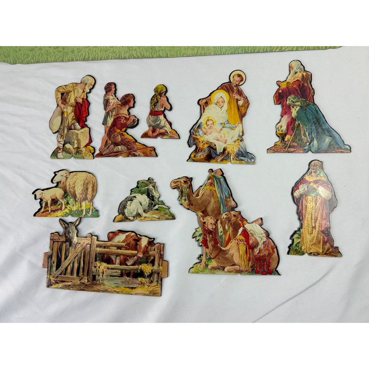 Vintage 1950s Christmas Manger Set No 743 Cardboard Nativity Complete Box