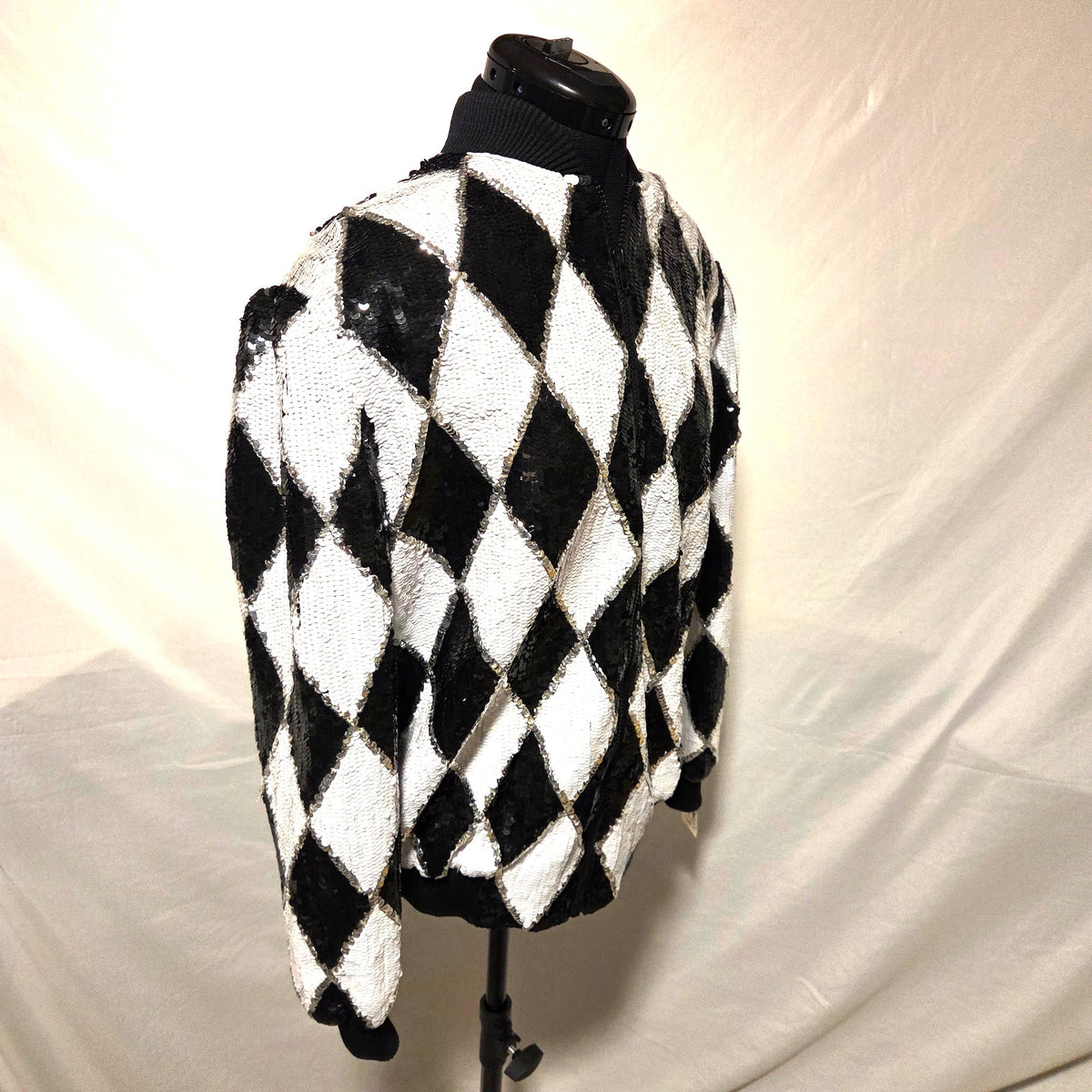 Gantos Vintage 90s Silk Sequin Harlequin Bomber Jacket Womens S India