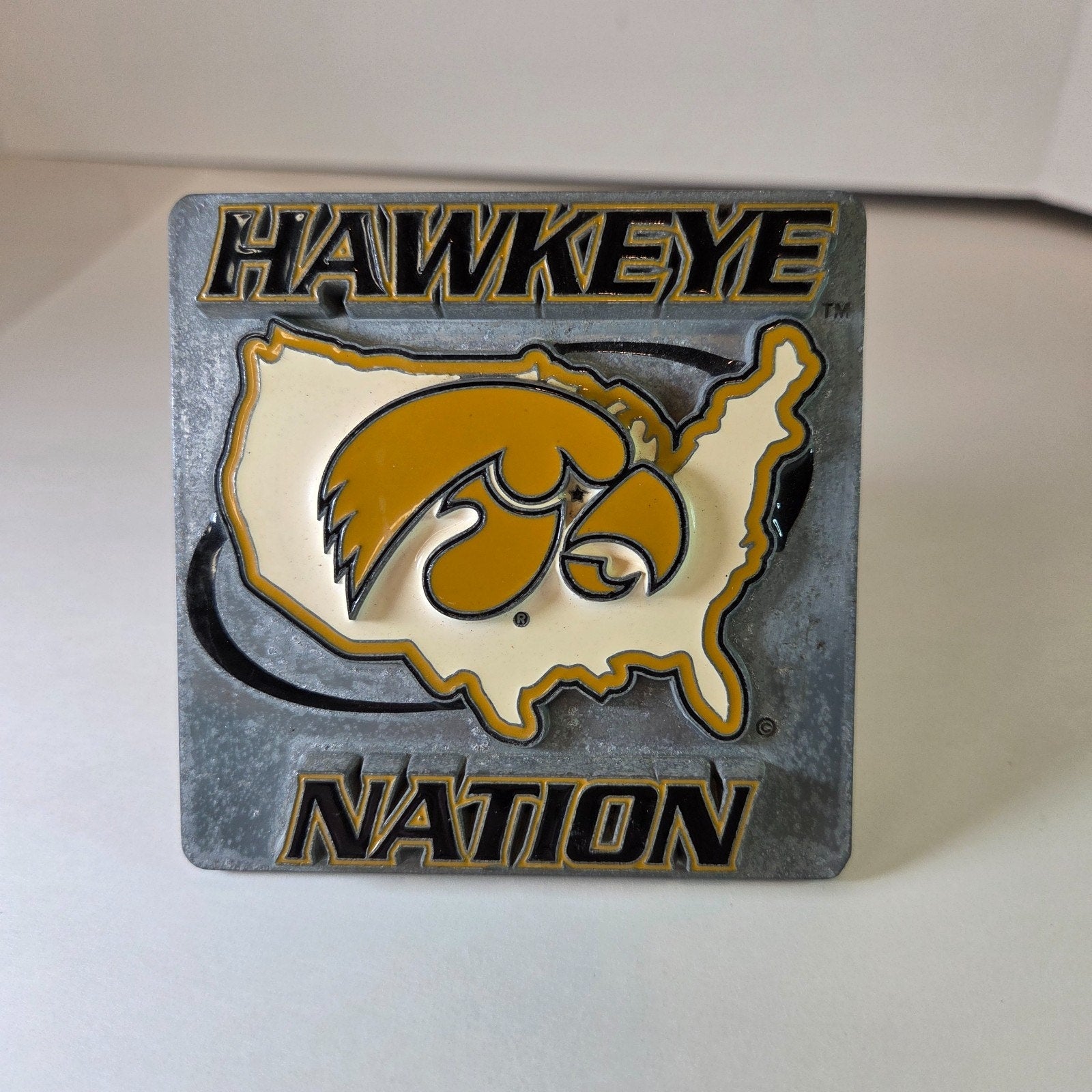 Iowa Hawkeye Nation Metal Trailer Hitch Cover NCAA College Football Fan Gear