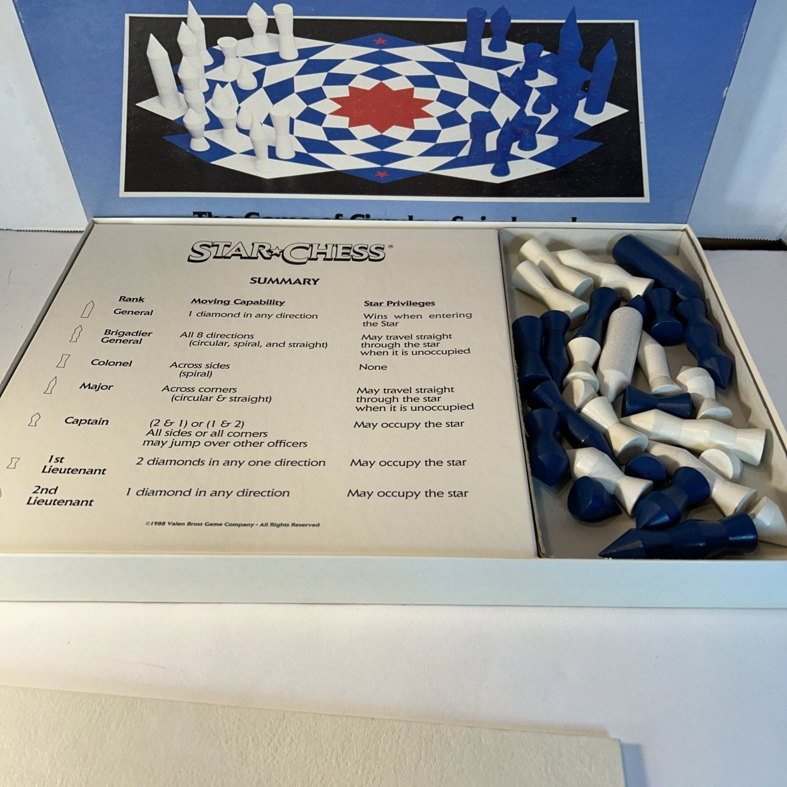 Star Chess Board Game Circular Spiral Straight Maneuvers Complete w/ Box