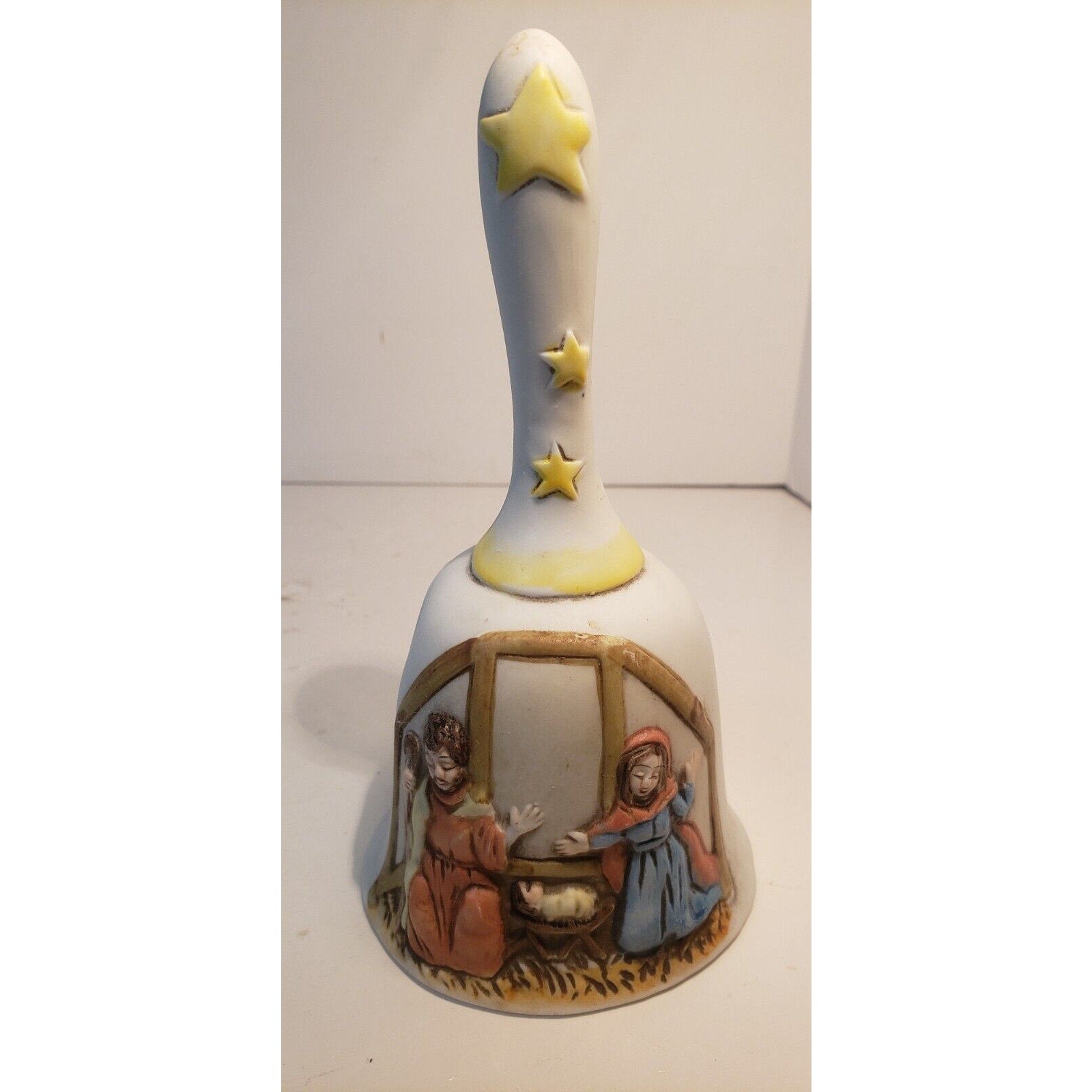 Vintage Nativity Scenes Bell Christmas 1985 Porcelain 6.5" Tall