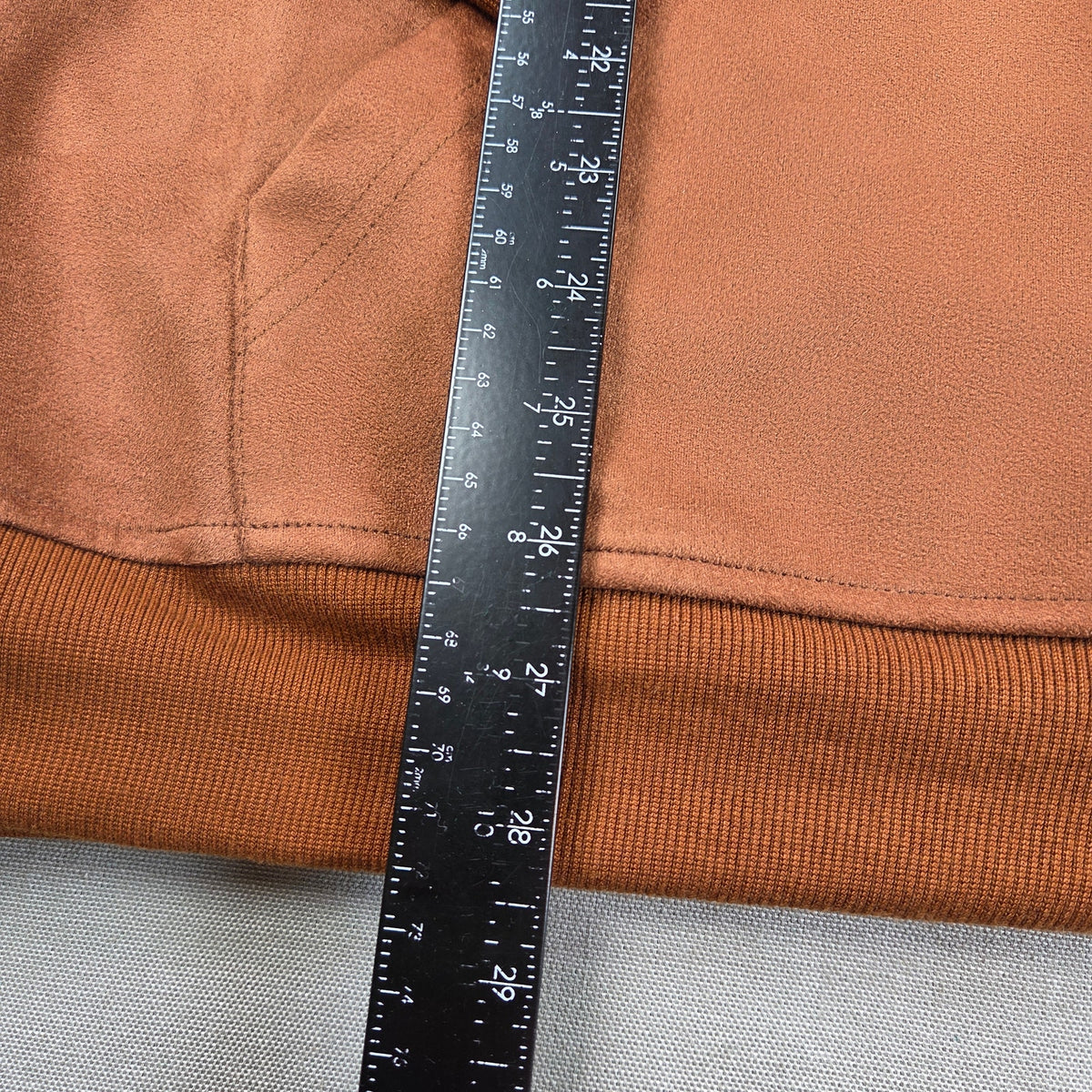 Custom Faux Suede Hoodie 2XL Brown Black Contrast Sleeves Pullover