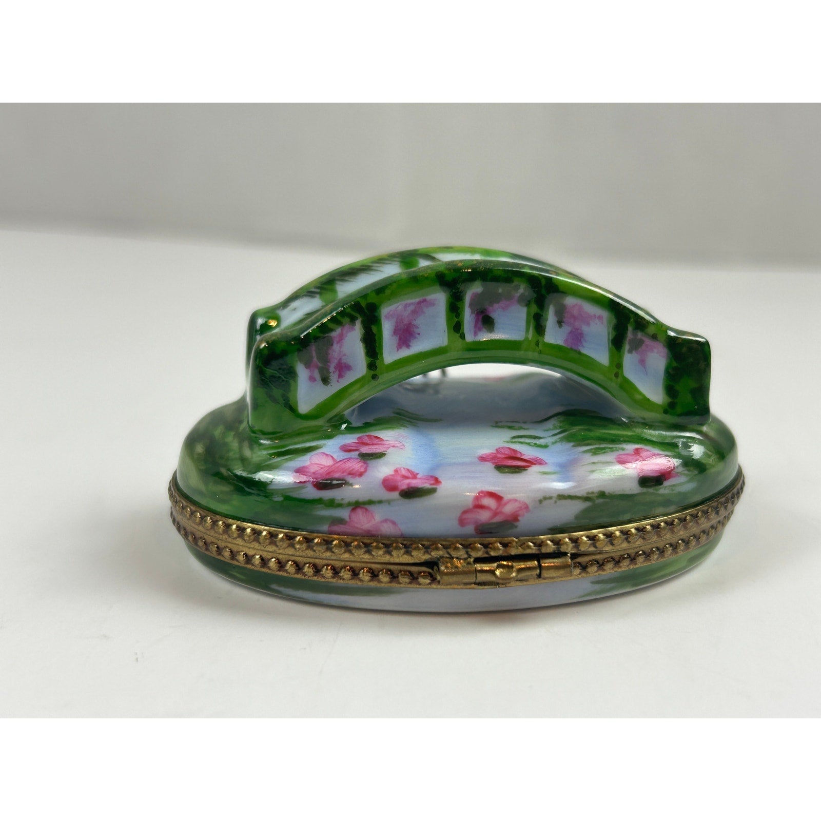 Limoges France Hand Painted Bridge Trinket Box Peint Main