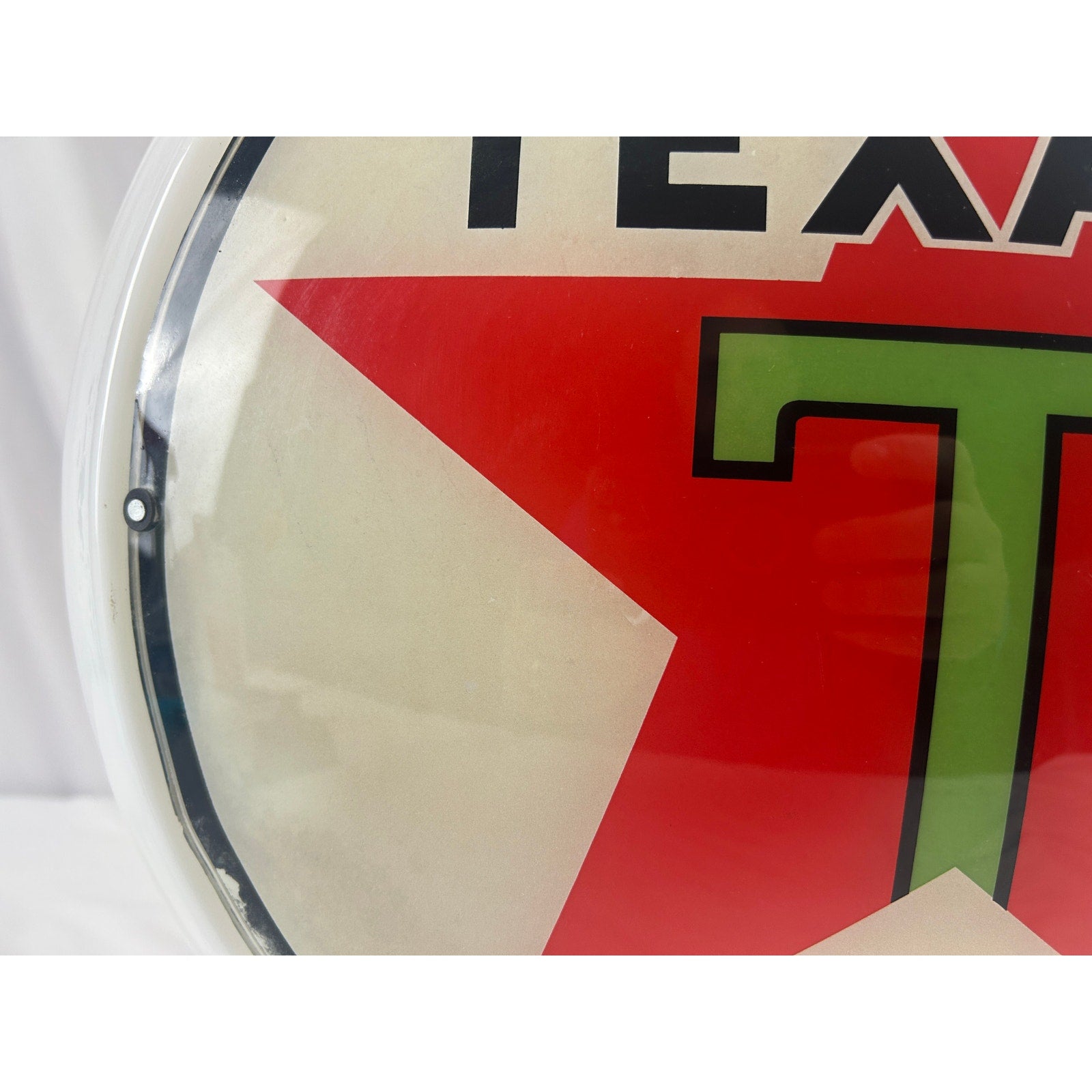 Vintage Texaco Gas Pump Globe Milk Glass Red Star Green T Service Station Sign