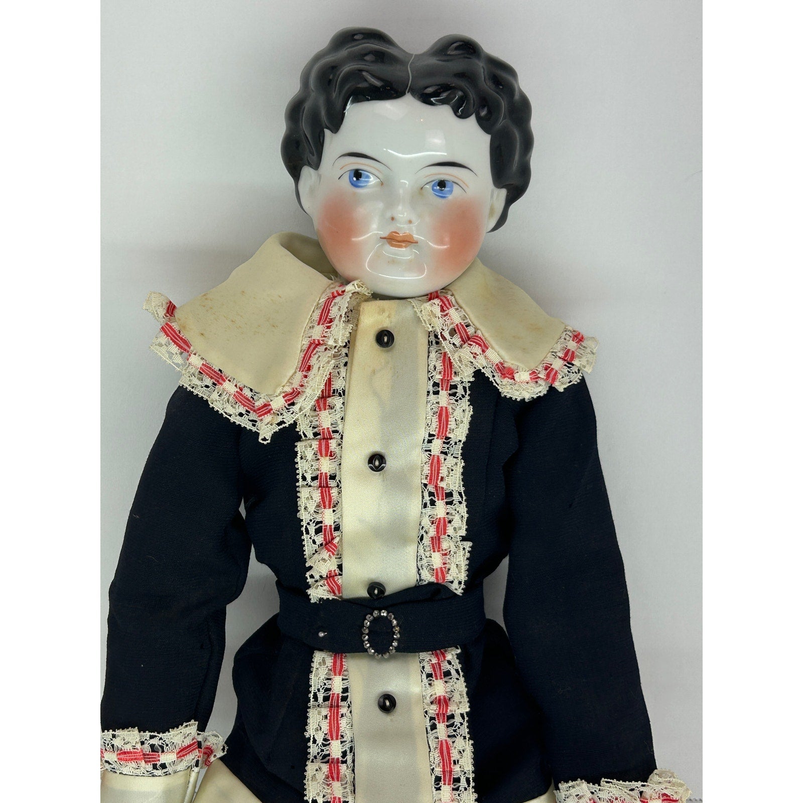 Antique 24" China Boy Doll c1880s Unmarked Cloth Body Provenance Attached