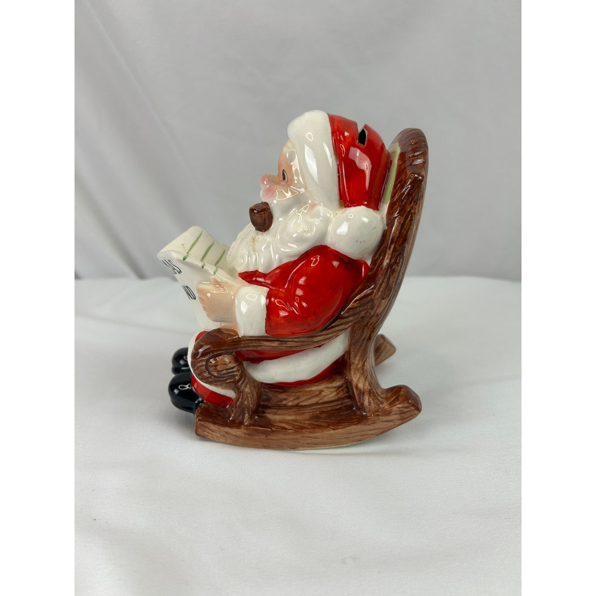 Vintage Lefton Santa Claus Christmas Fund Coin Bank Rocking Chair Japan