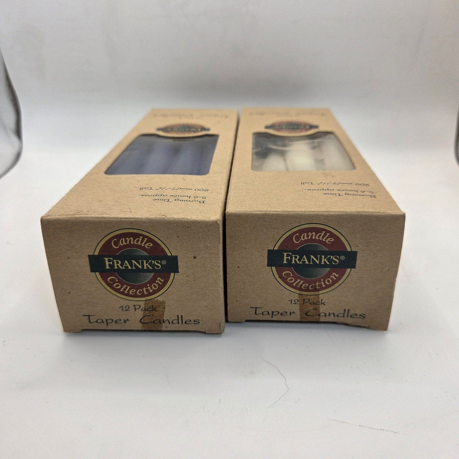 Frank’s Candle Collection Taper Candles 12-Pack Blue & White Lot of 2