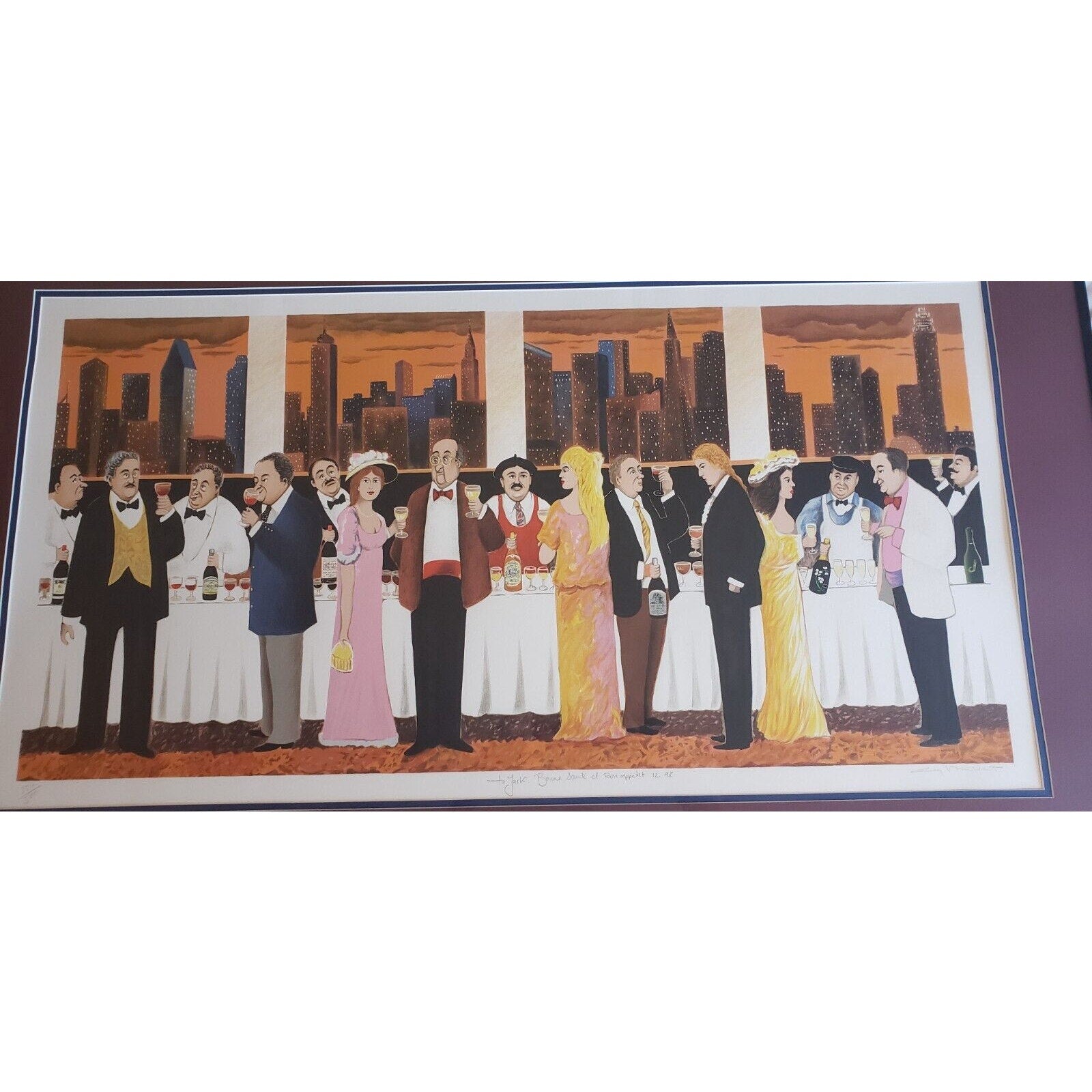 Guy Buffet Signed Wine Tasting Ltd Ed Print 354/500 Framed 26.5" x 43.5"